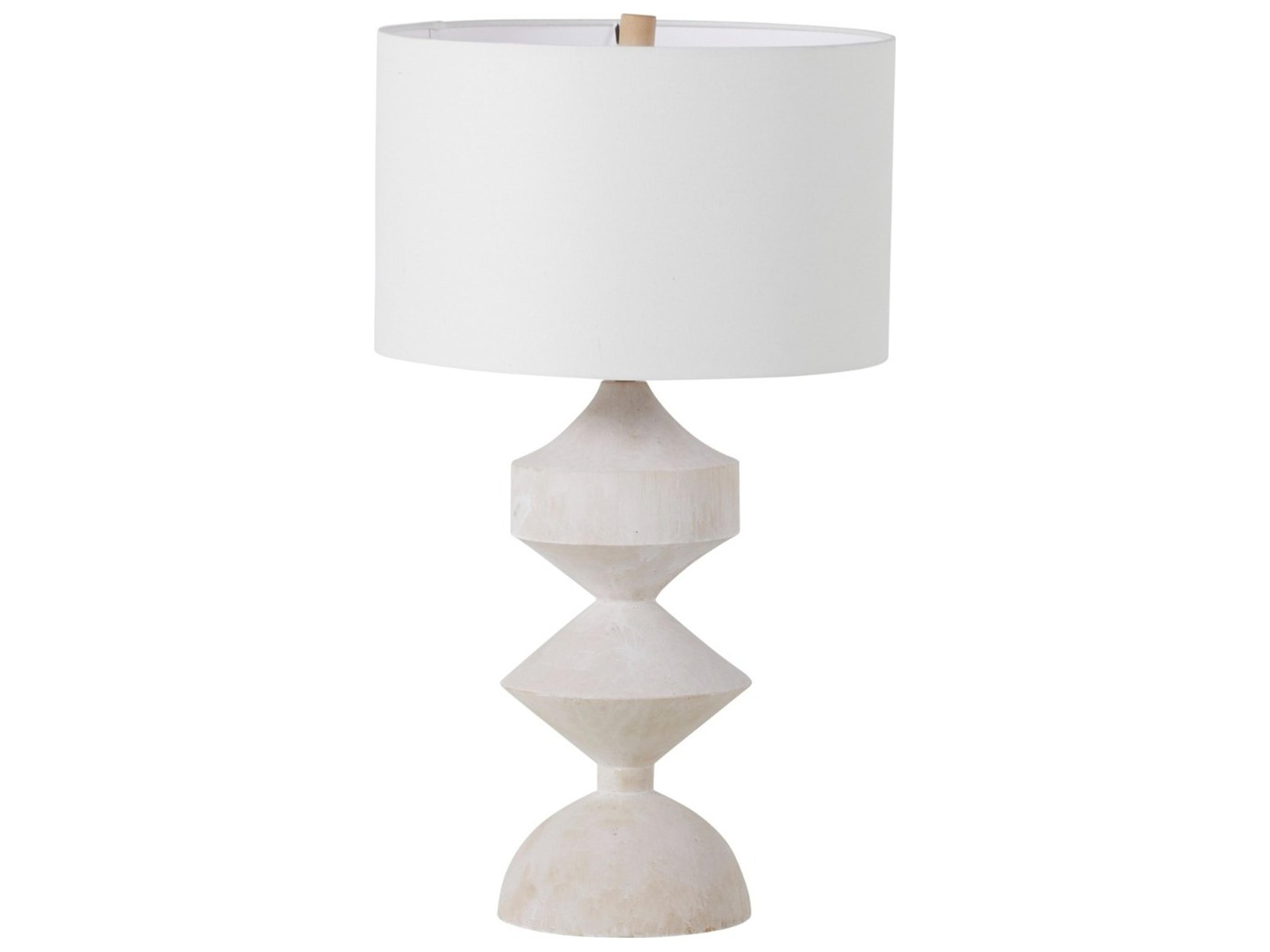 Maddox Plaster White Feather Linen Buffet Lamp