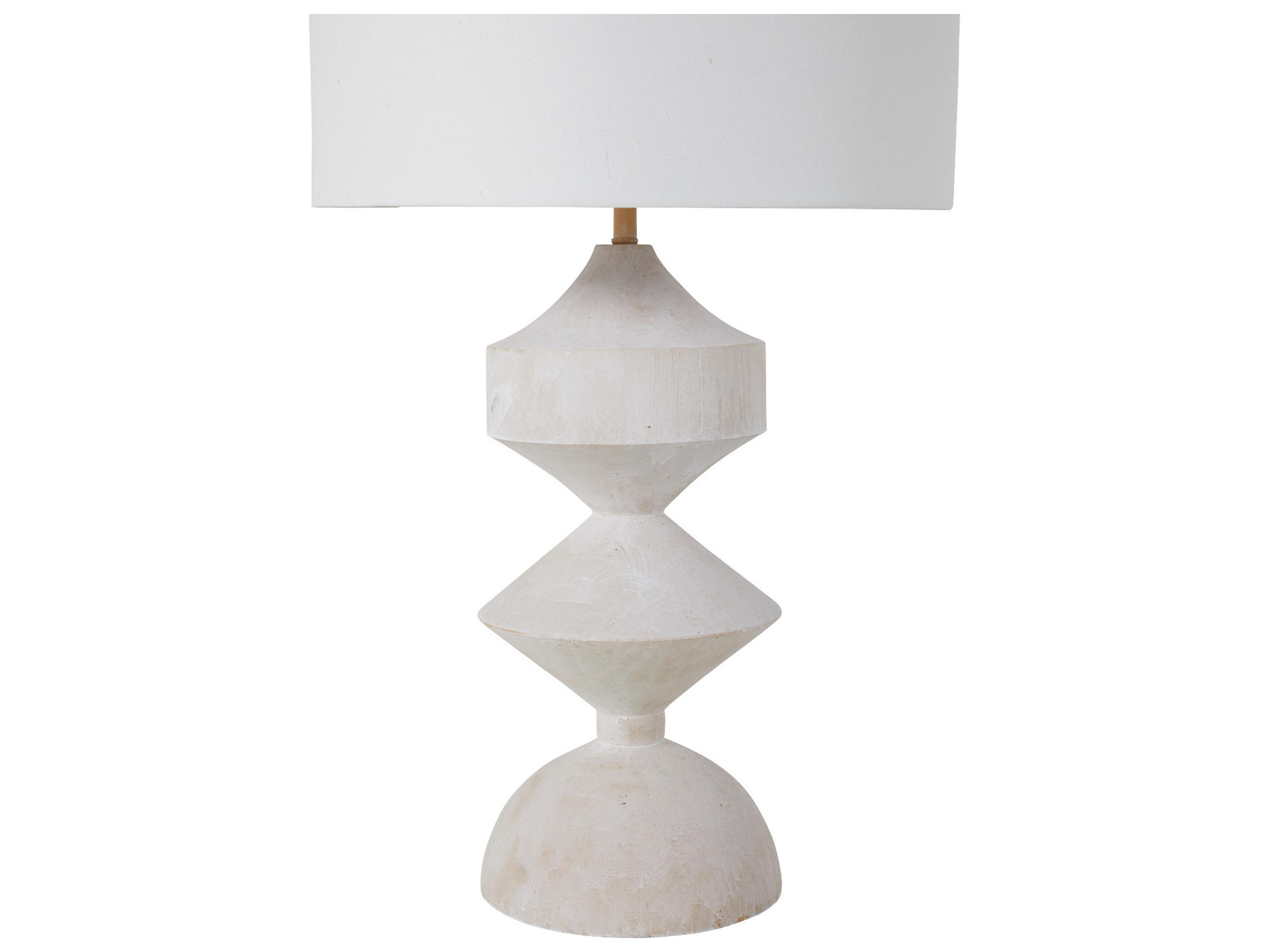 Gabby Maddox Plaster White Feather Linen Buffet Lamp