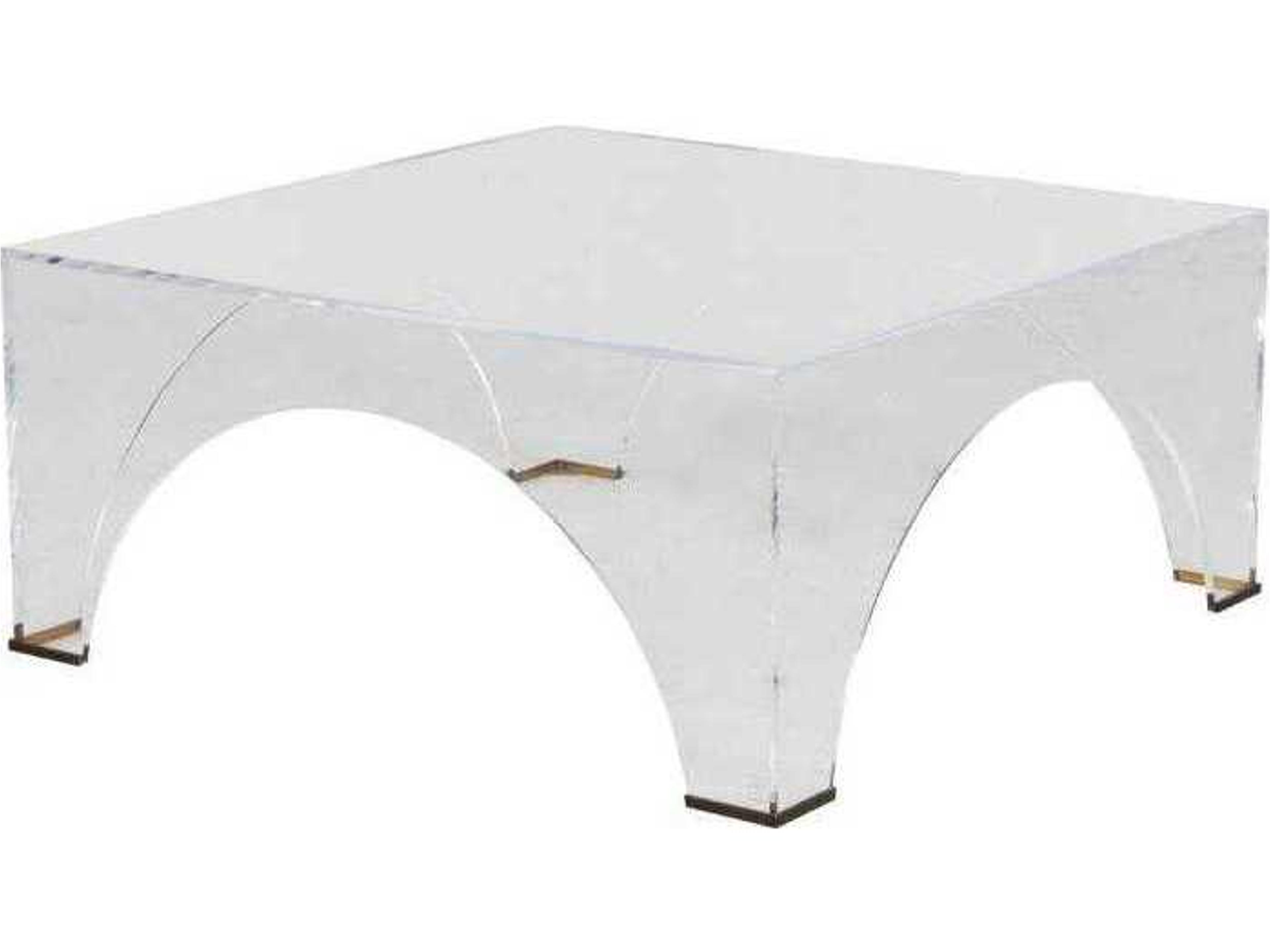 Cindy Square Brushed Brass Clear Acrylic Coffee Table