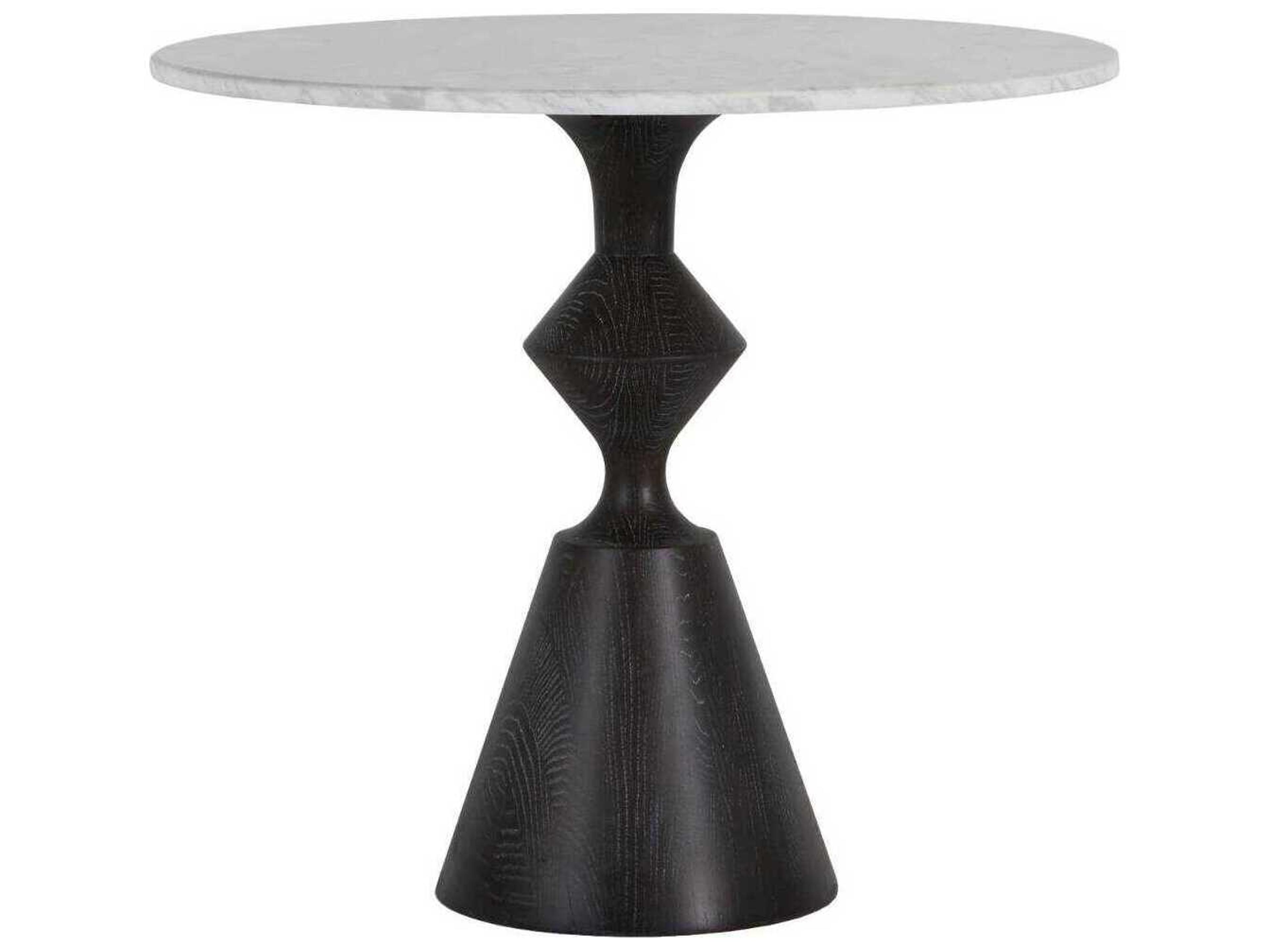 Gabby Benedict Round Cerused Black Natural Marble Bistro Table