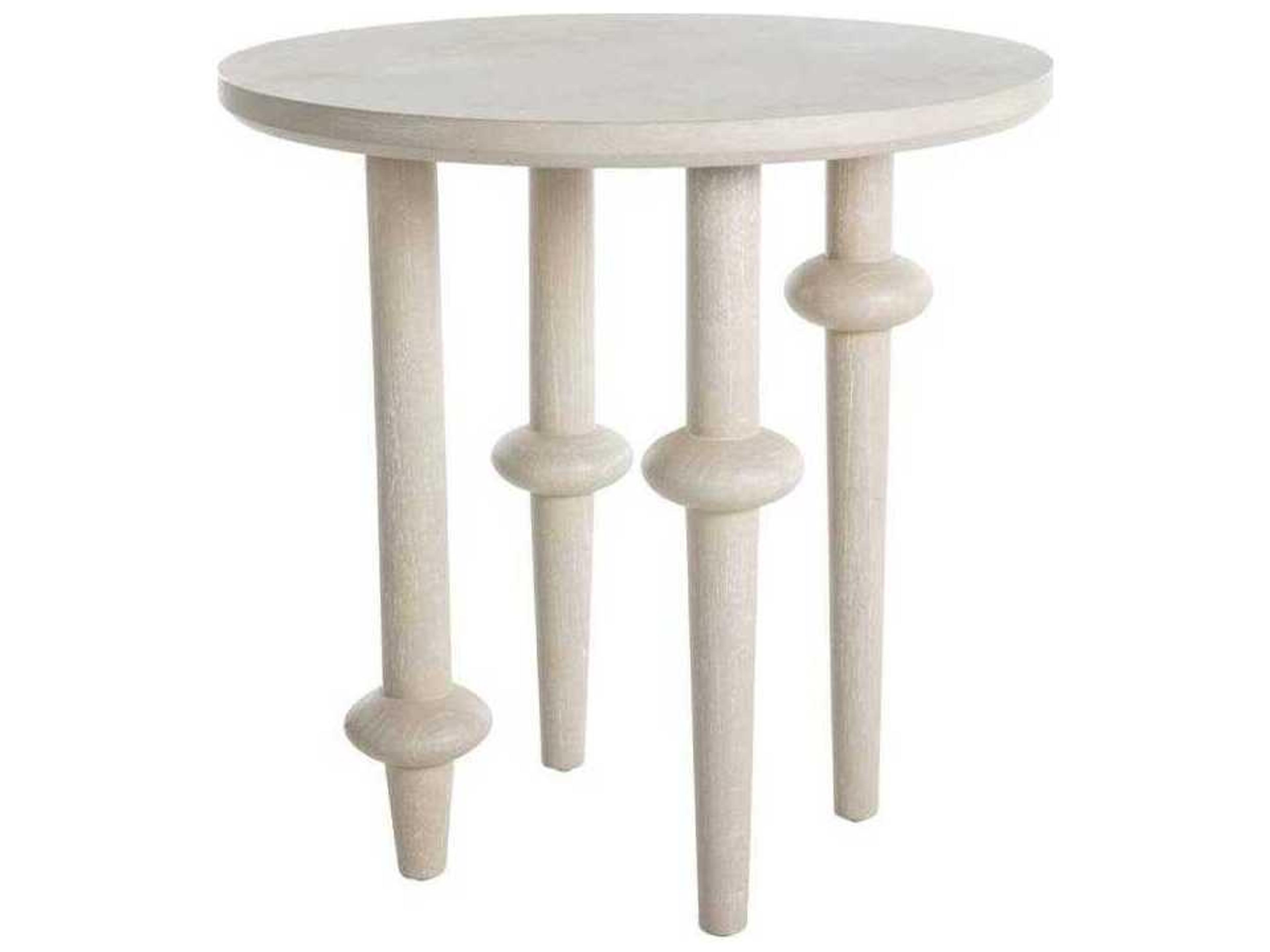 Gabby Aba Round Wood Cerused White End Table