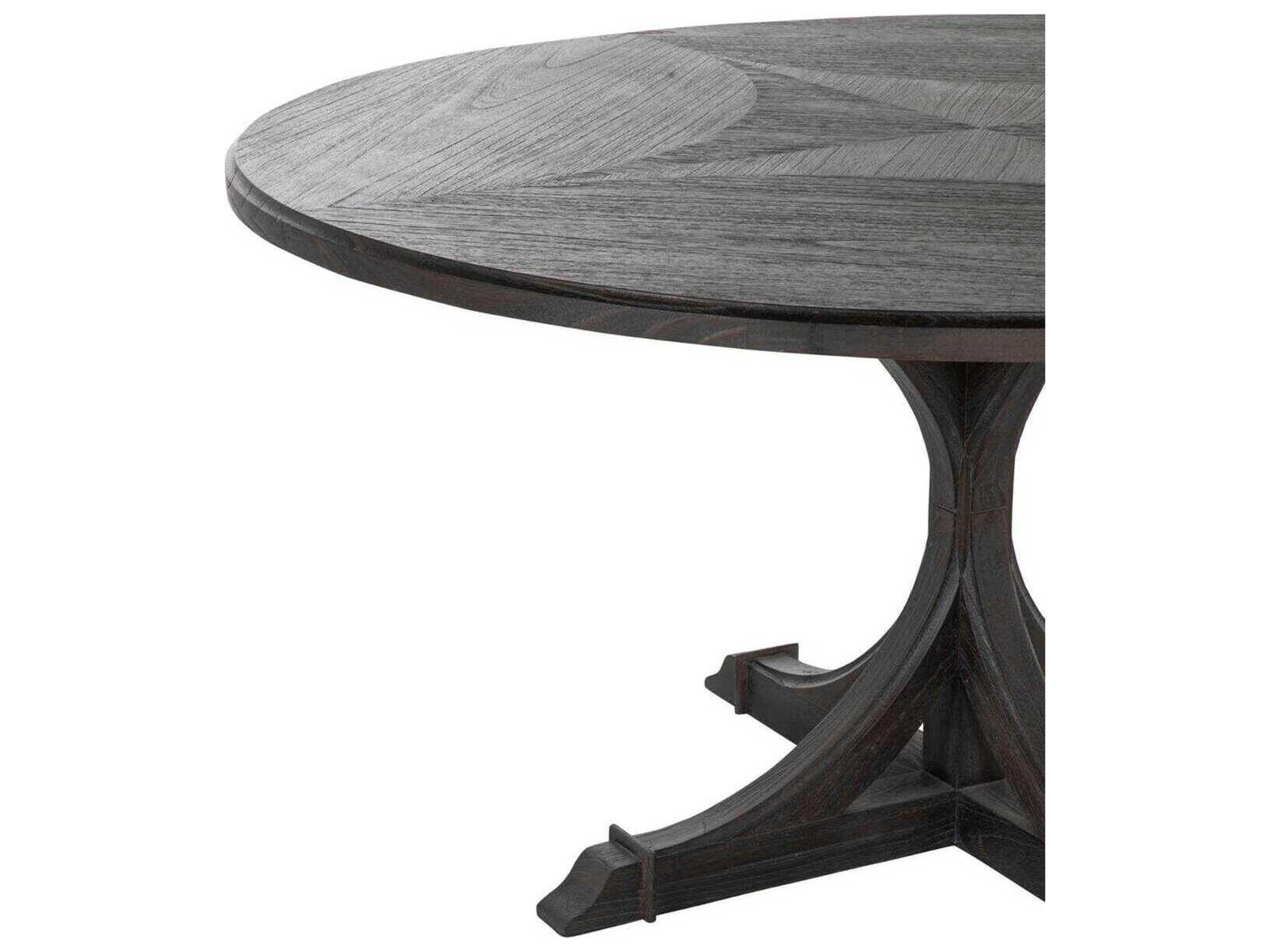 Gabby Adams Round Wood Cerused Forest Black Dining Table