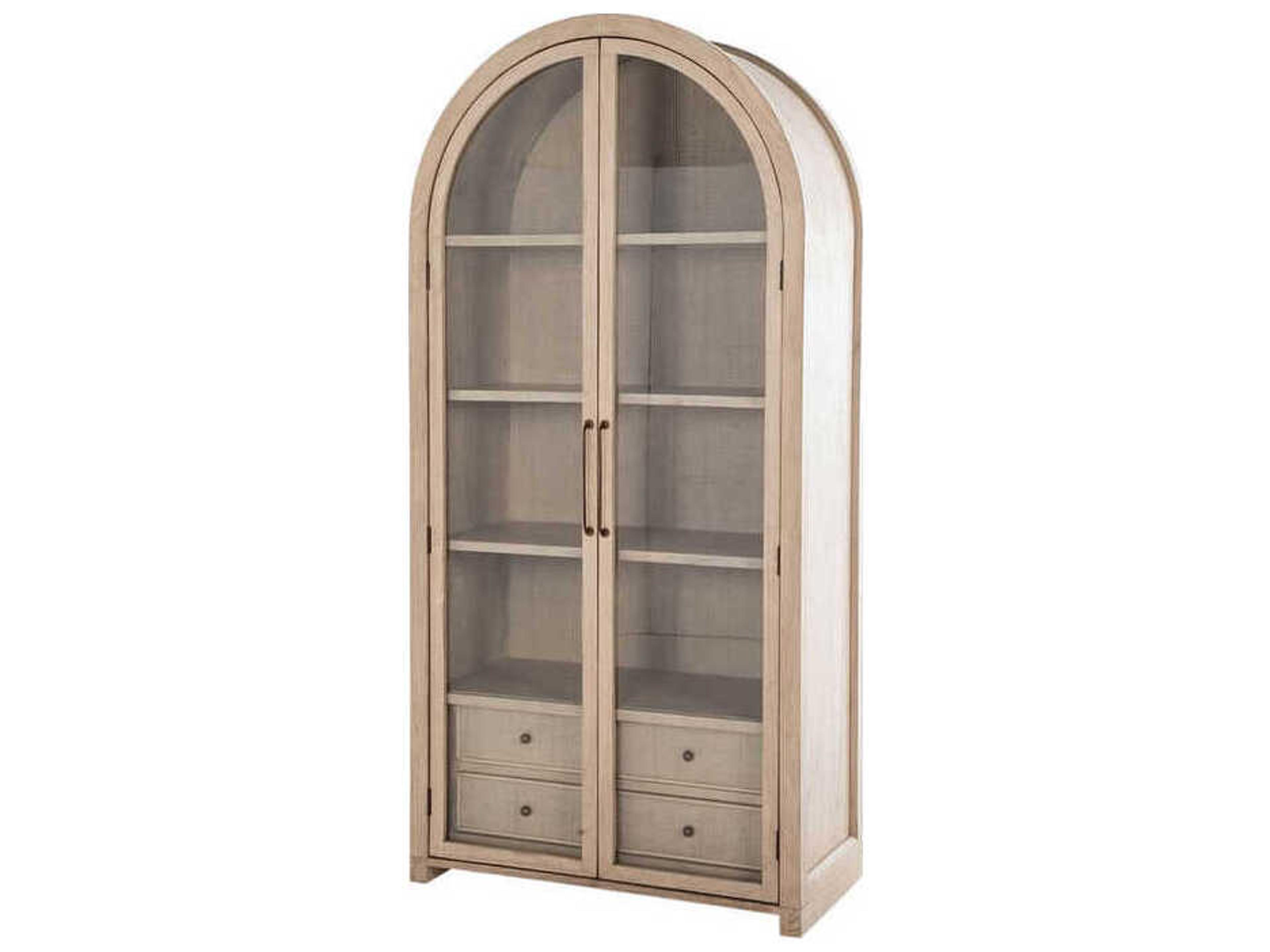 Elsa Arched Cabinet Blonde Natural Rattan with Tempered Glass Doors