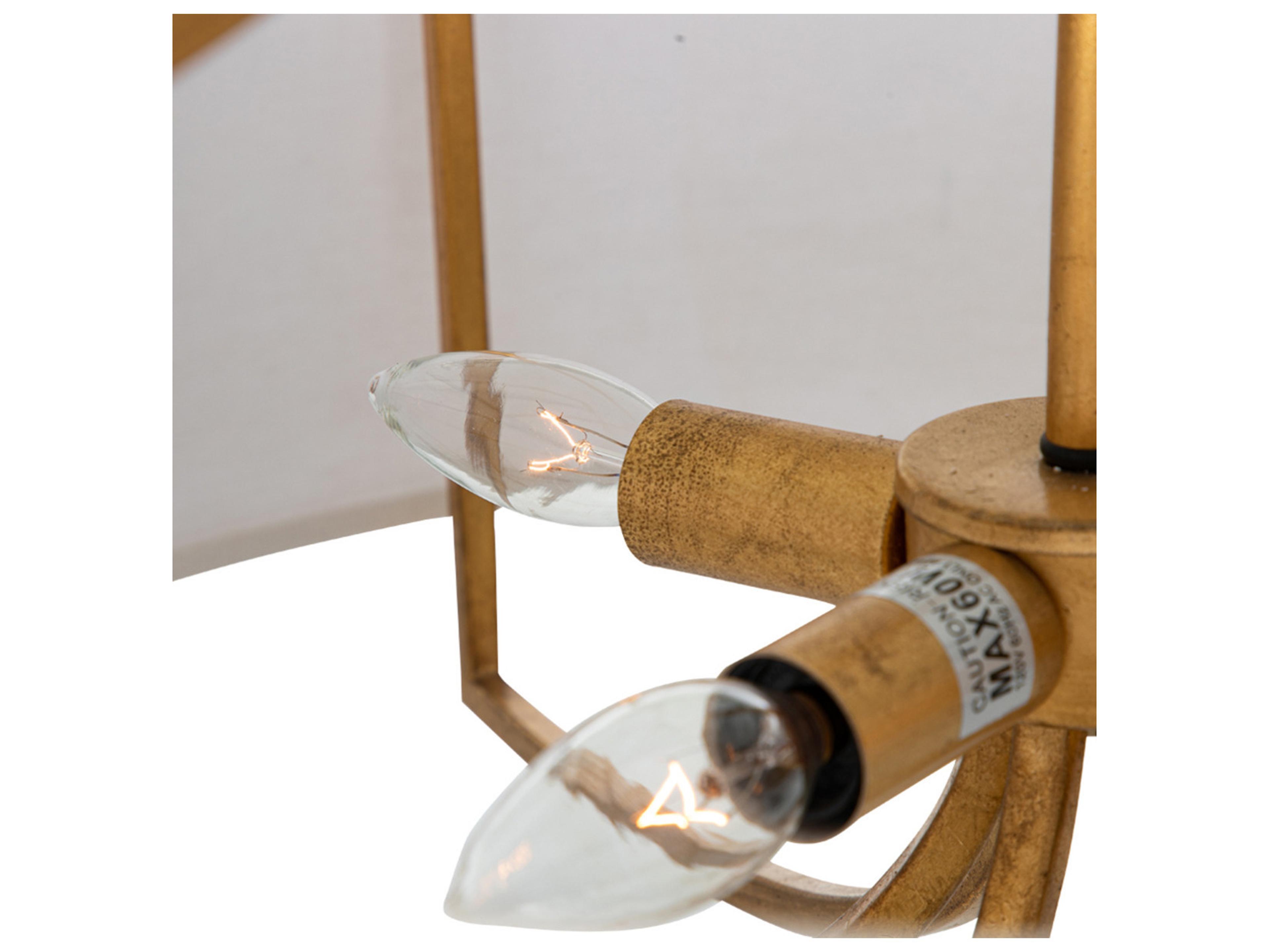 Gabby Lacey 4-Light Vintage Gold Feather White Linen Semi Flush Mount