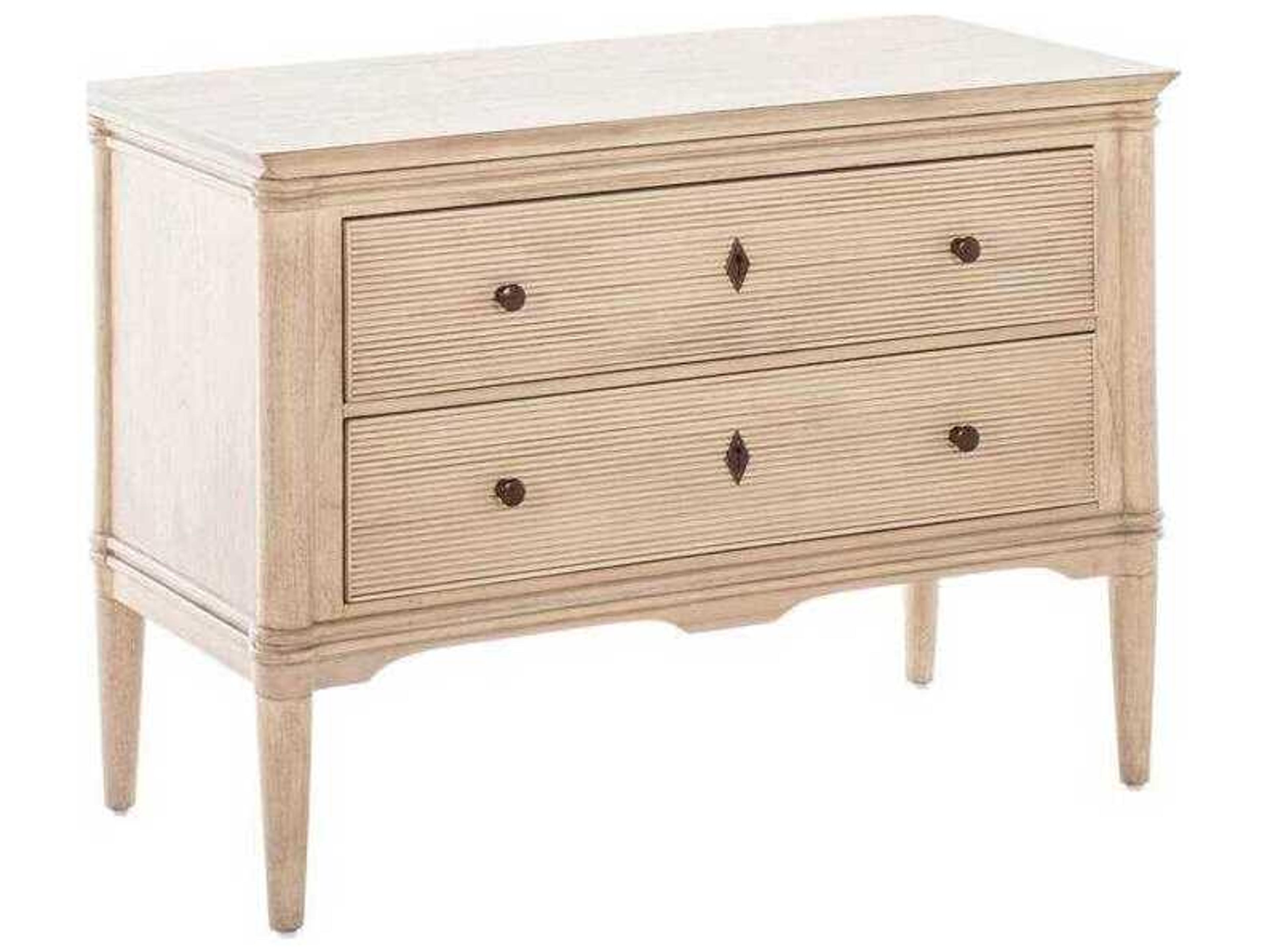 Linnea 2-Drawers Oak Wood Nightstand