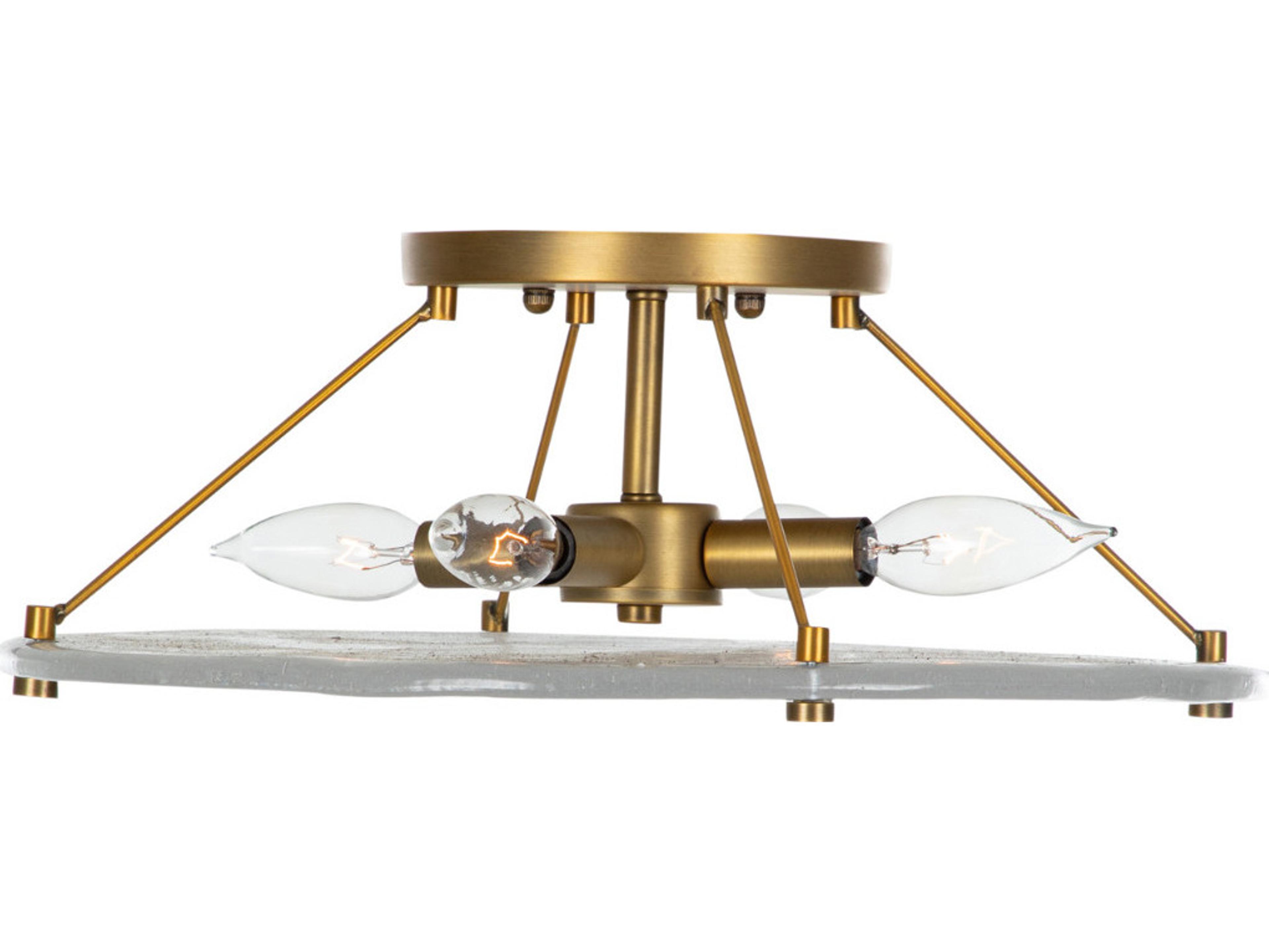 Gabby Madison 4-Light Stained Gold Cast Glass Geometric Round Semi Flush Mount