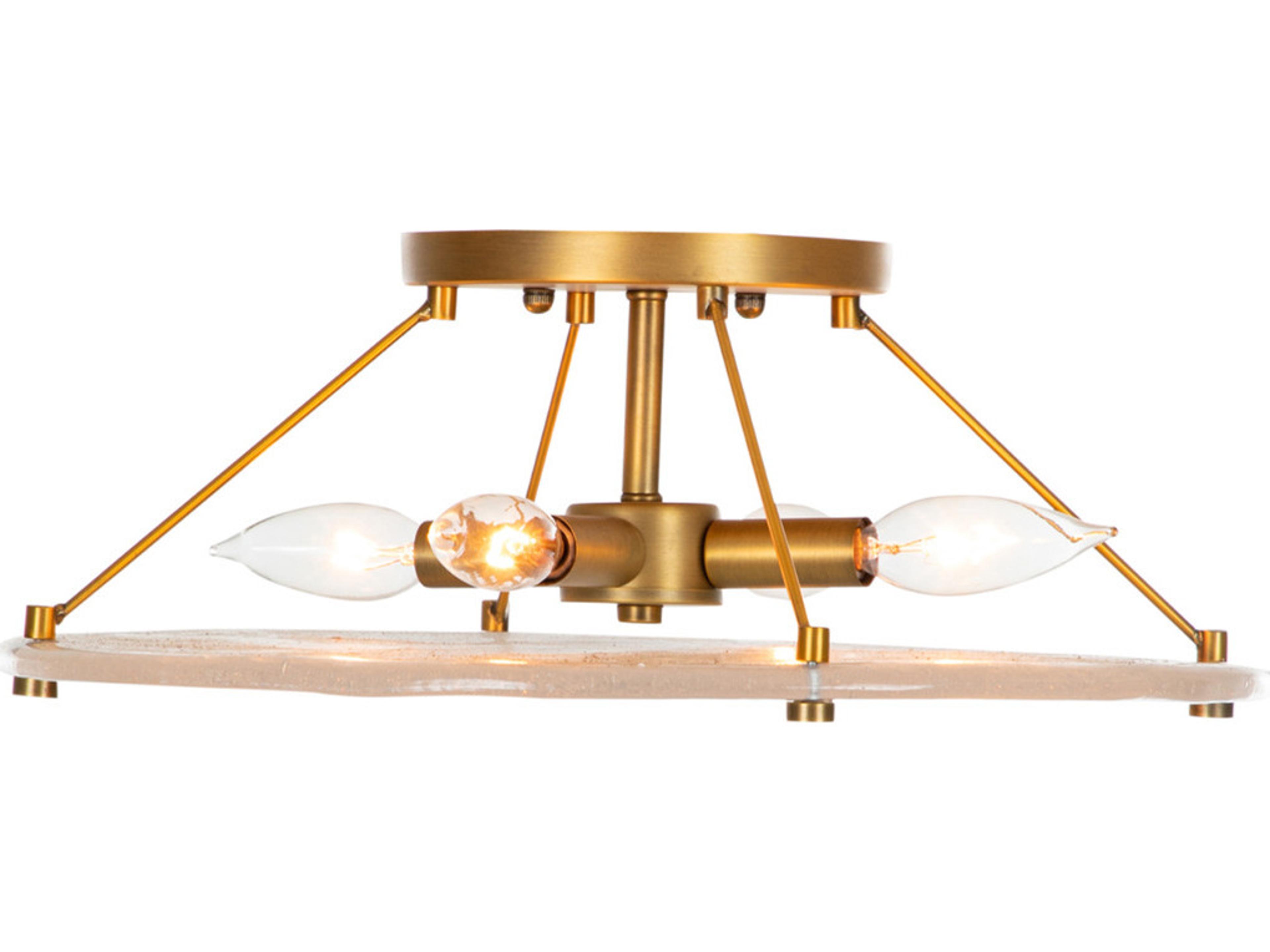 Gabby Madison 4-Light Stained Gold Cast Glass Geometric Round Semi Flush Mount