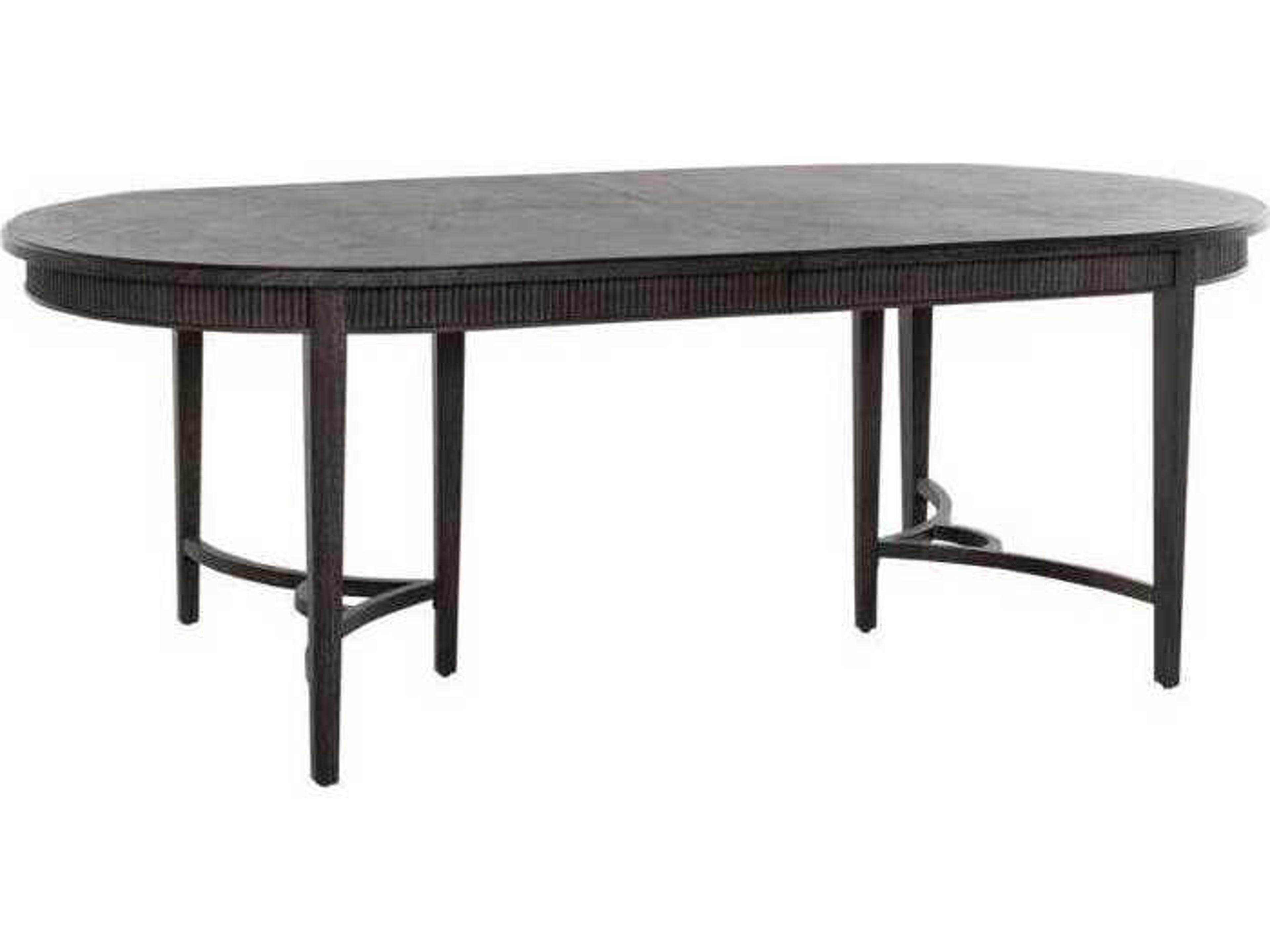 Whitlock 86-Inch Oval Extendable Dining Table in Cerused Forest Black