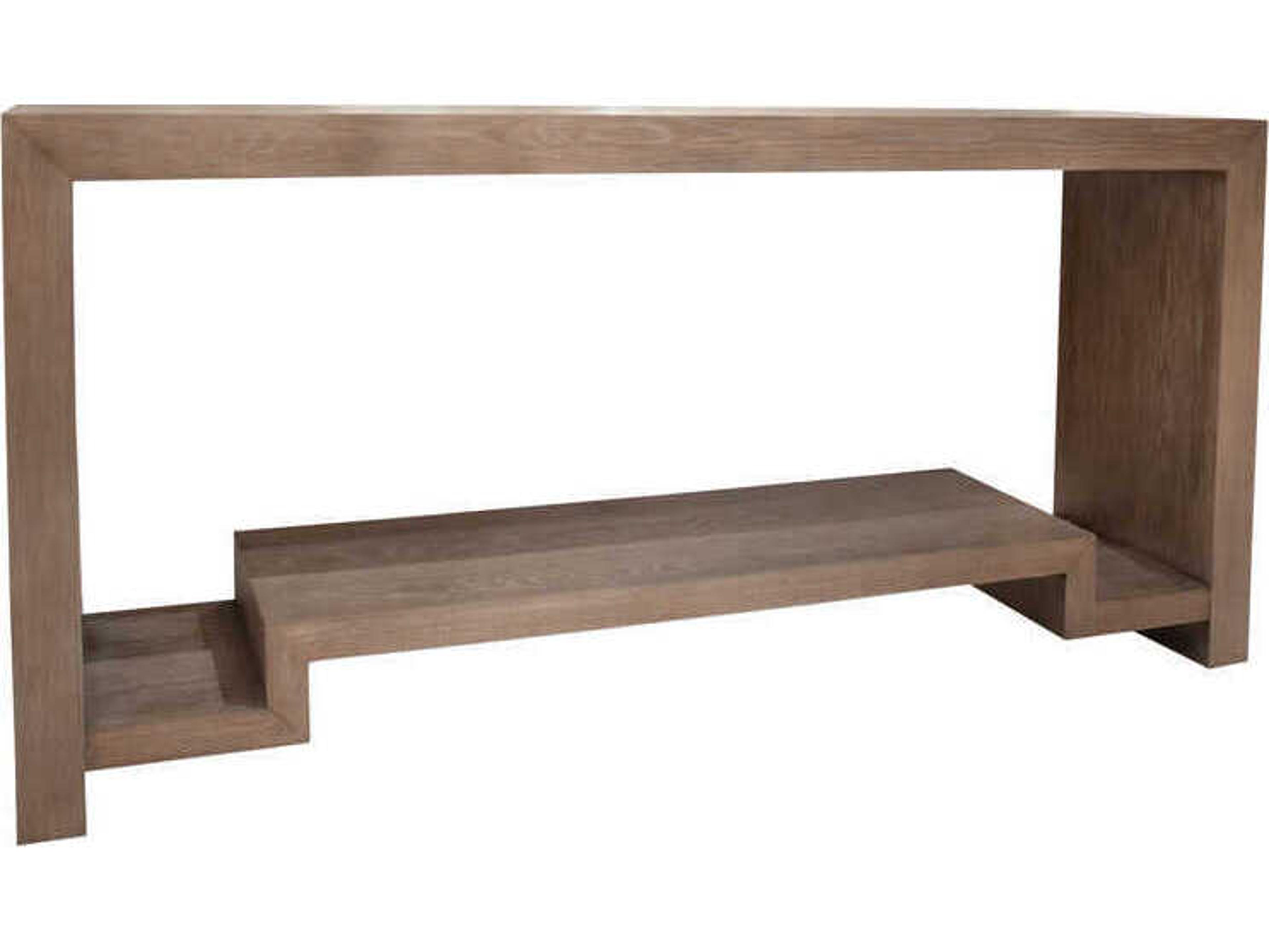 Emerson Rectangular Wood Cerused Plateau Brown Console Table