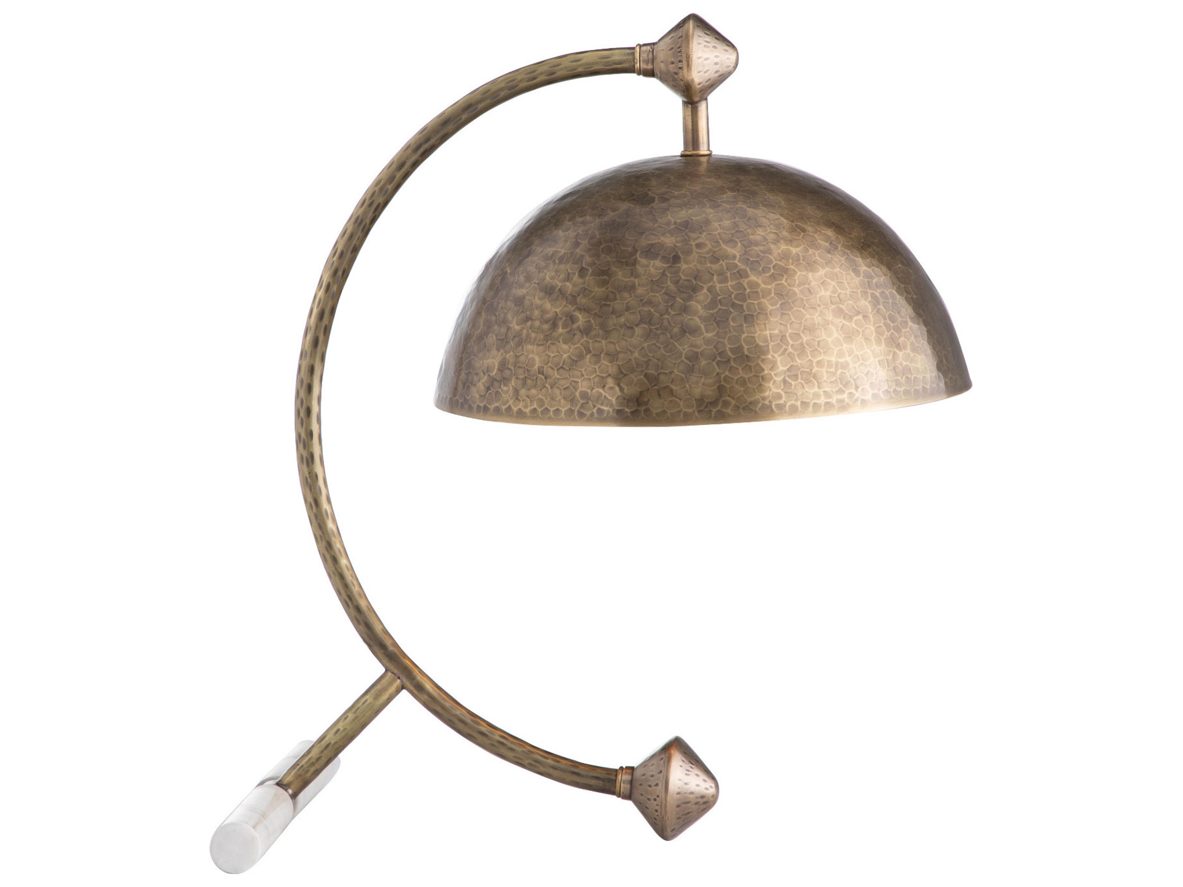 Etna Textured Brass Specked White Marble Table Lamp