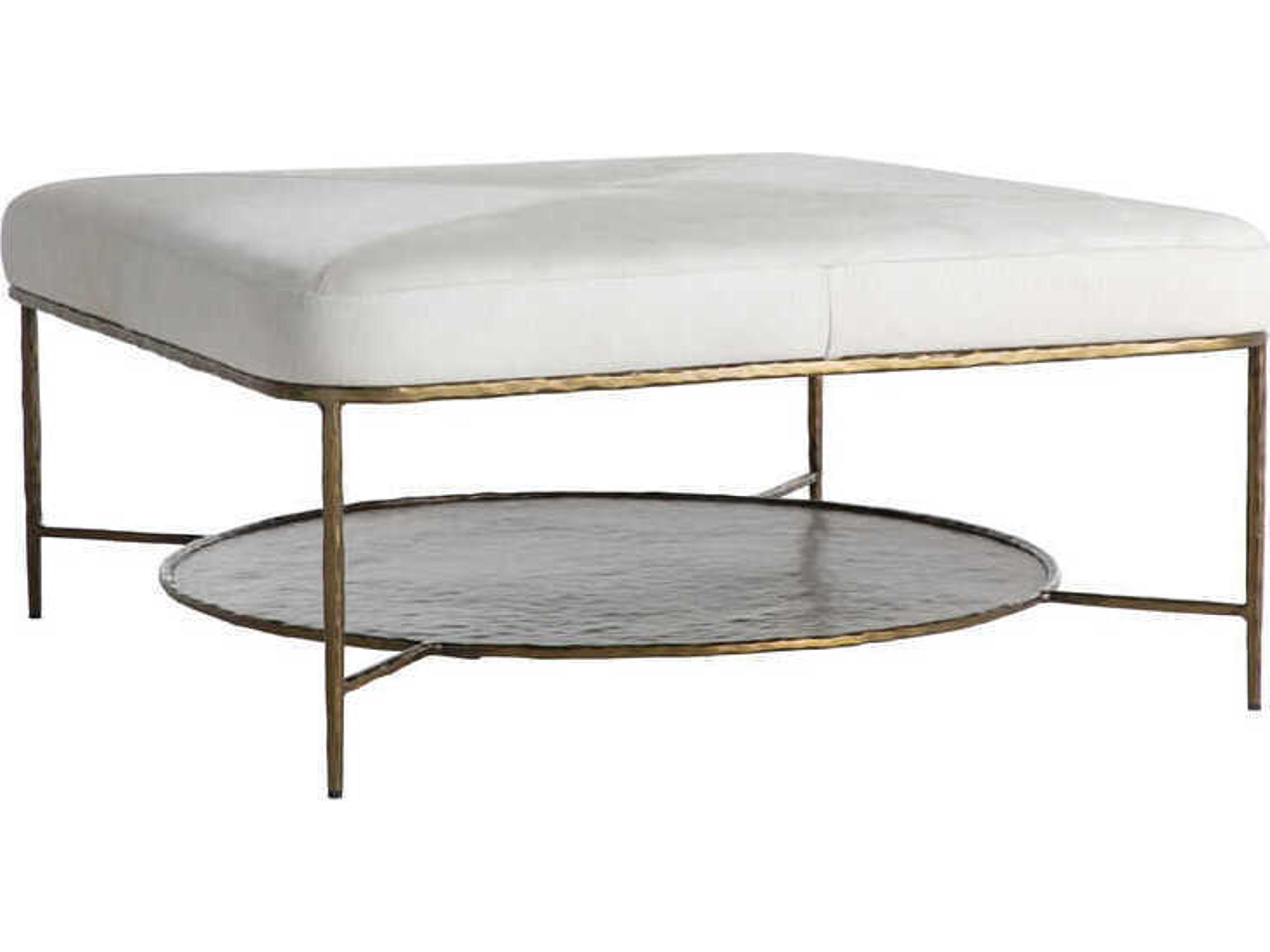 Gabby Laurie Natural Ivory Hide Upholstered Ottoman