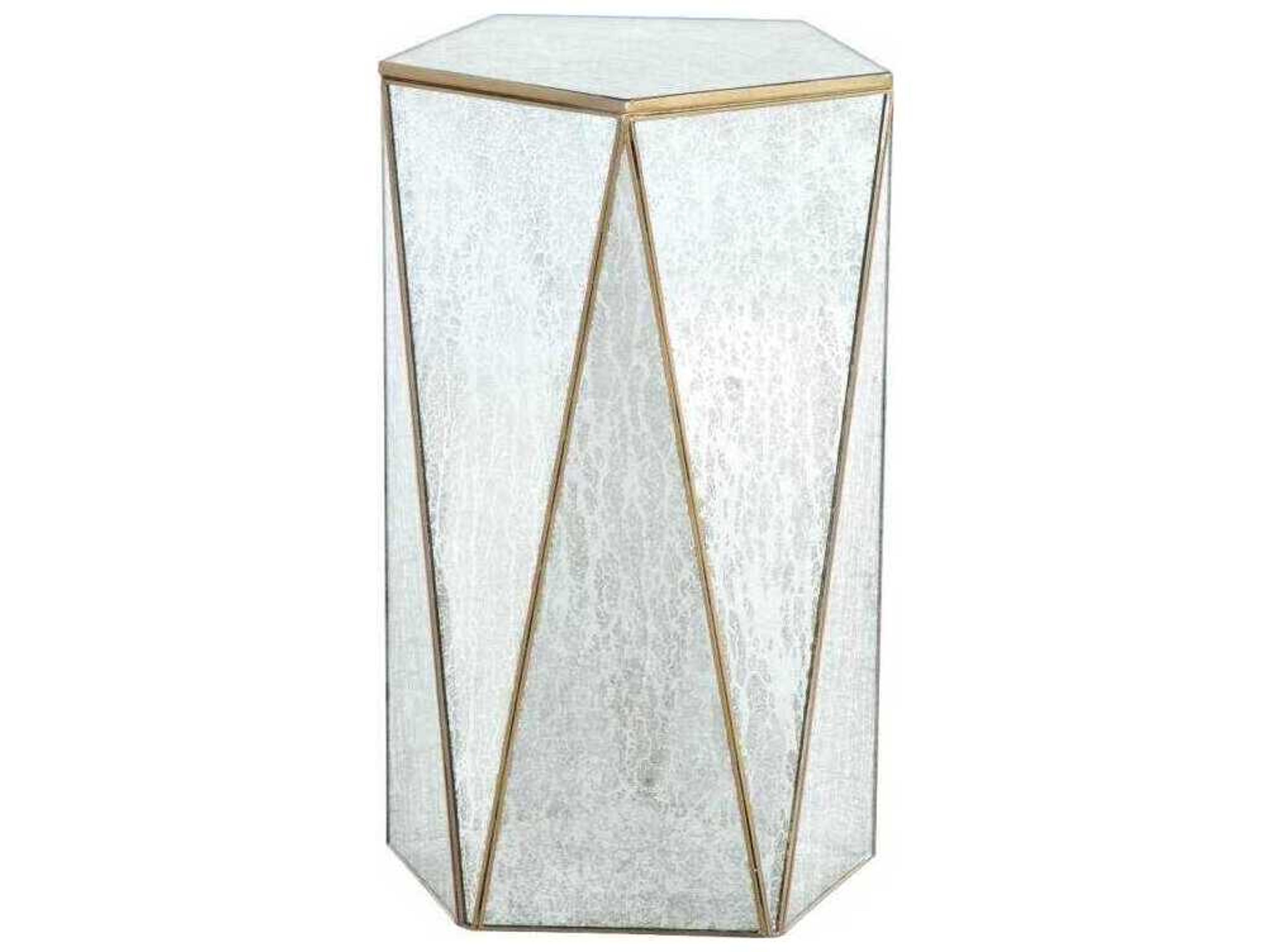 Tindell Mercury Glass Polished Brass Drinking Table