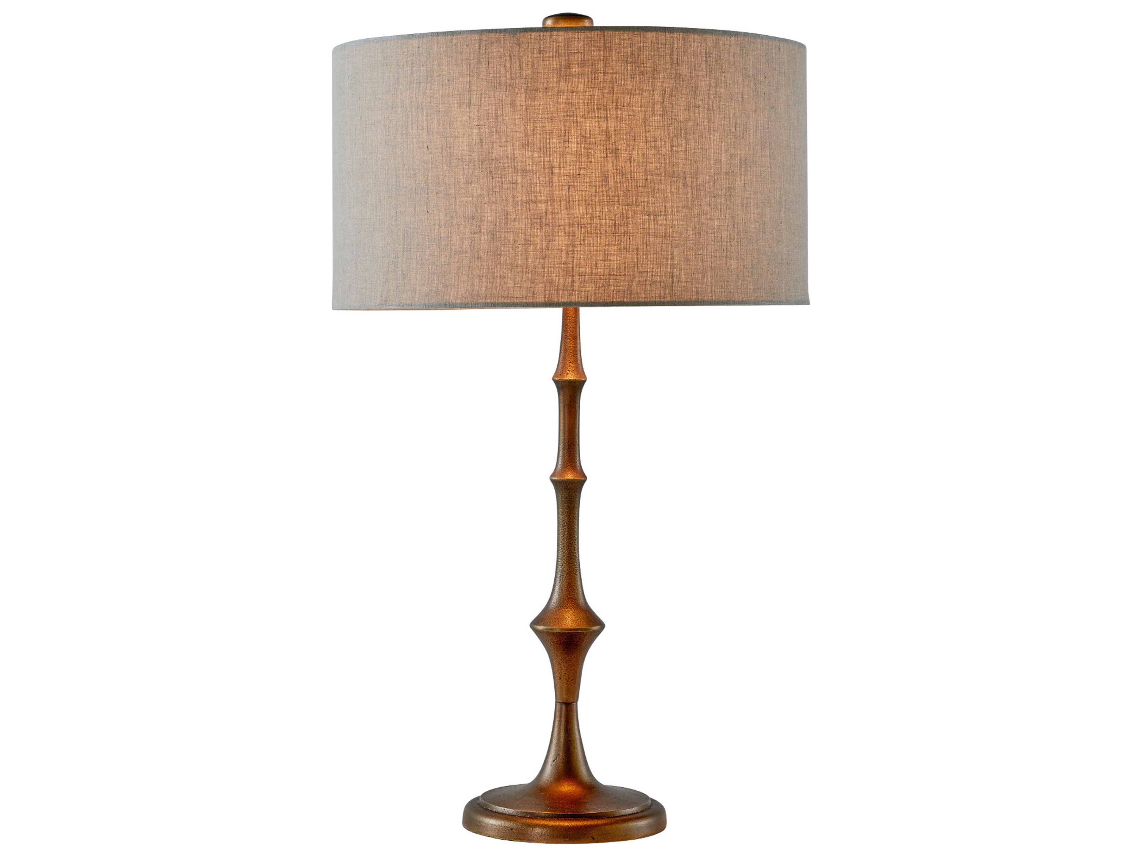 Gabby Saxtus White Linen Textured Cast Bronze Buffet Lamp