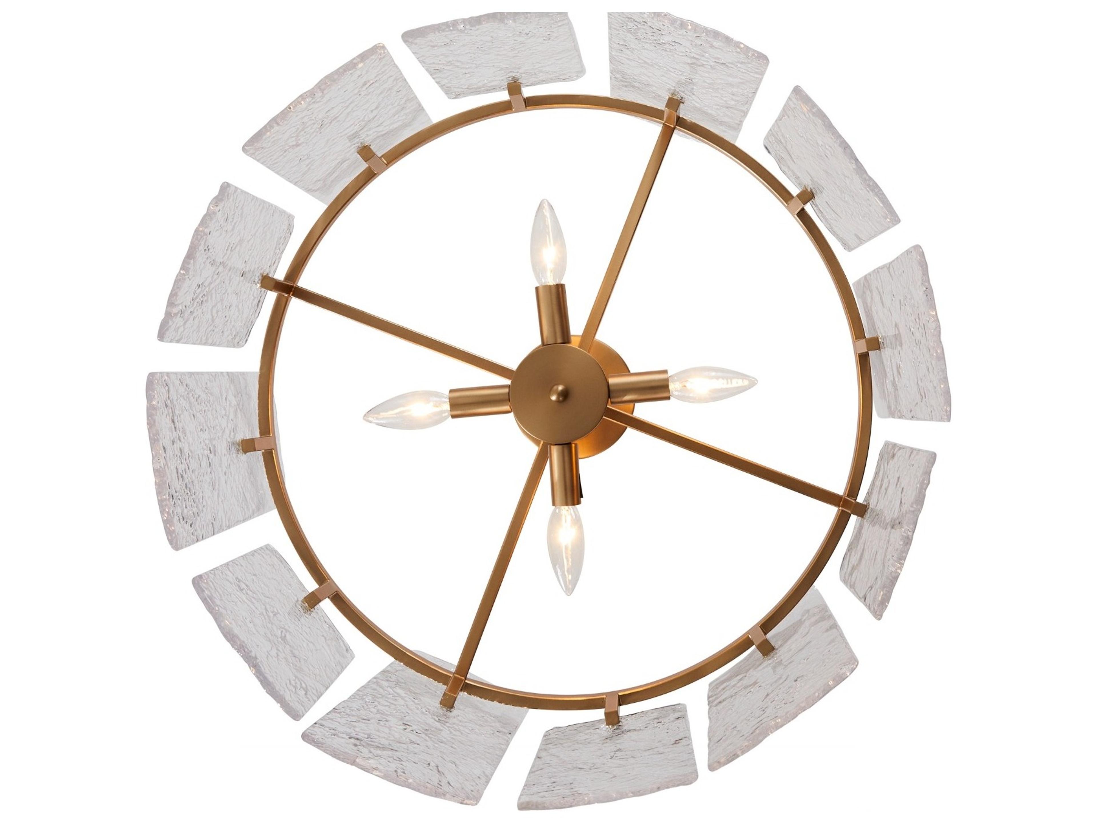 Gabby Augusta 4-Light Cast Glass Antique Brass Drum Semi Flush Mount