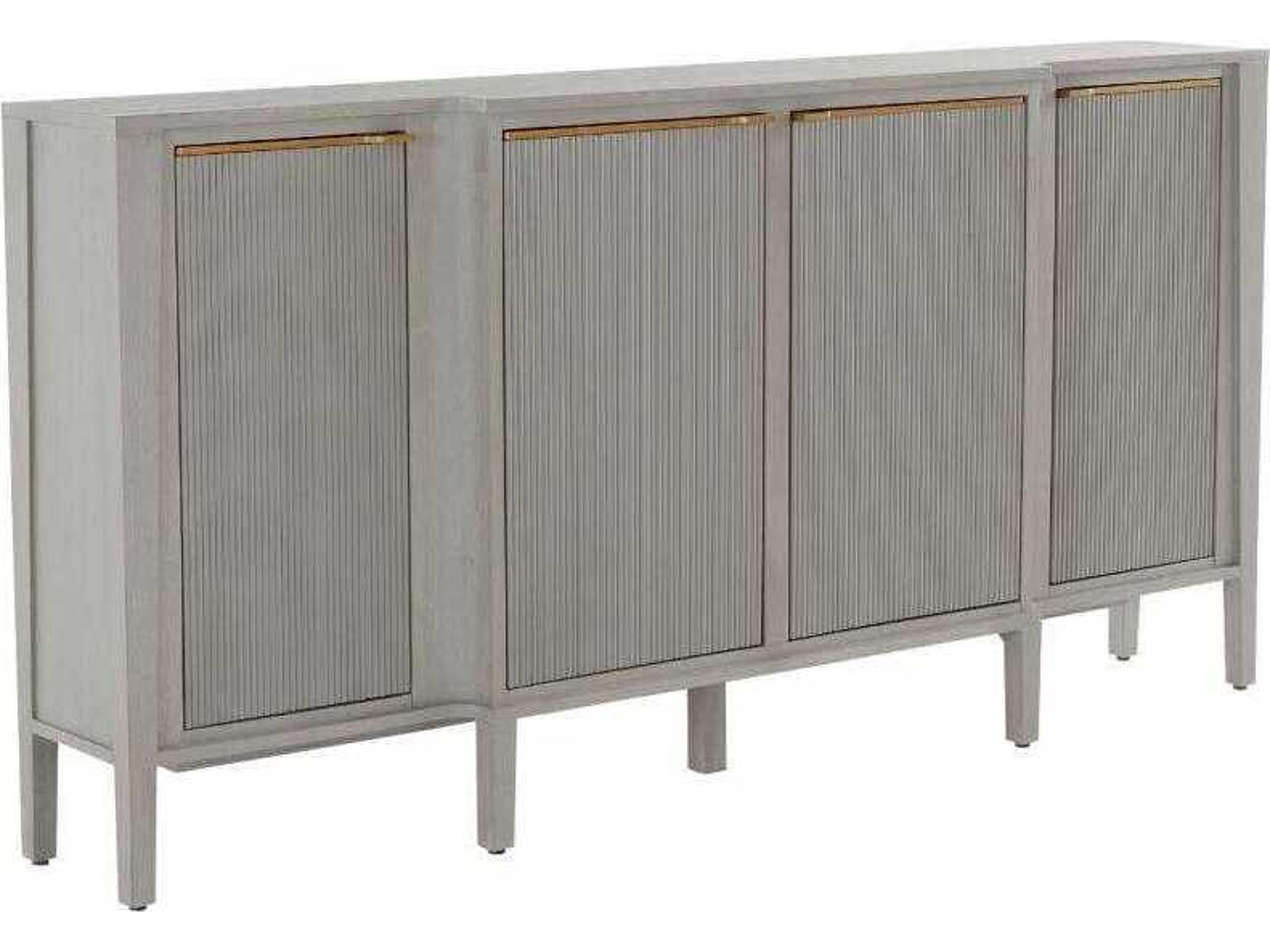 Leary 68-Inch Cerused Gray and Gold Sideboard Cabinet
