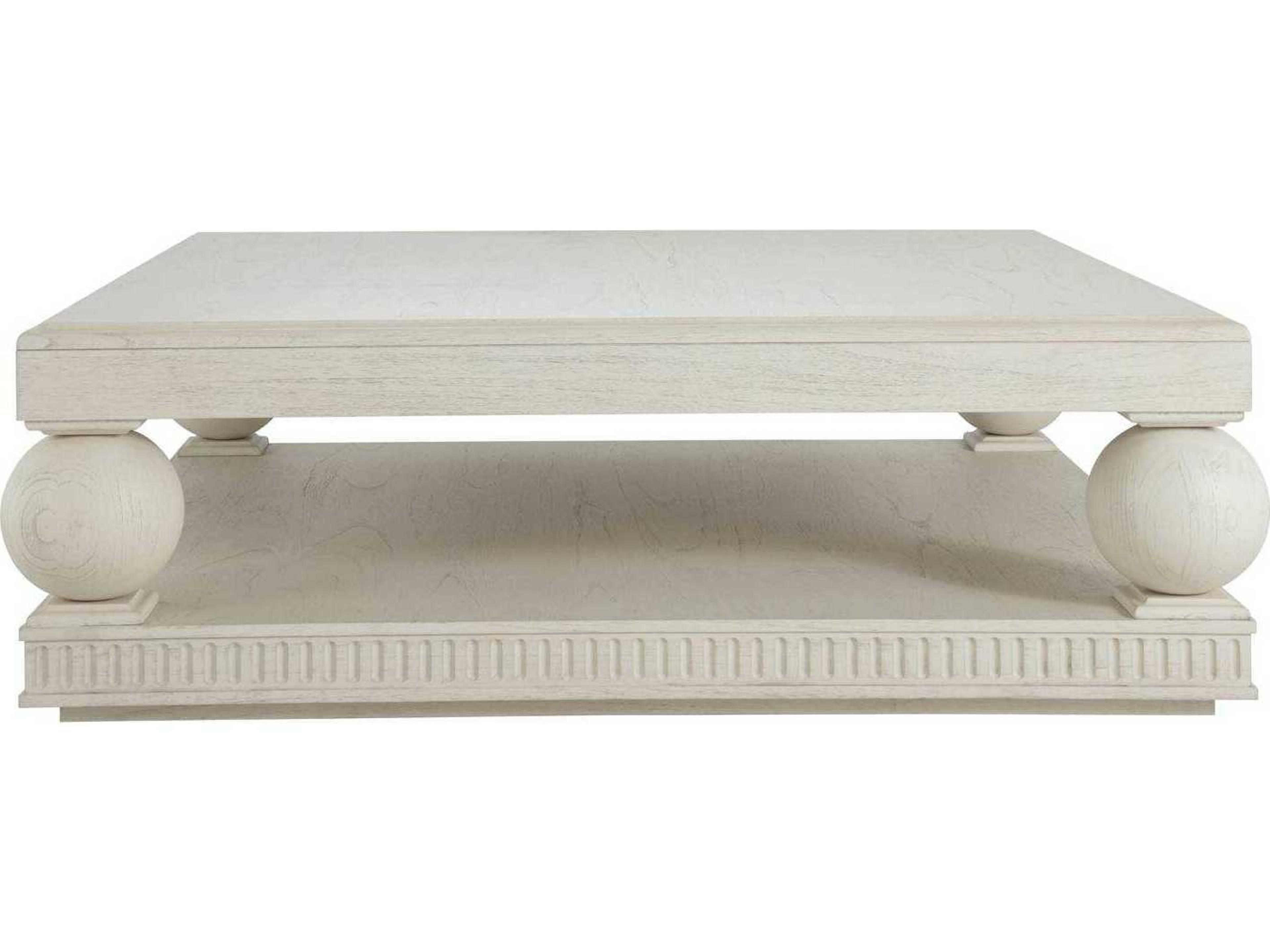 Gabby Bronte Square Wood Antique Brushed White Coffee Table
