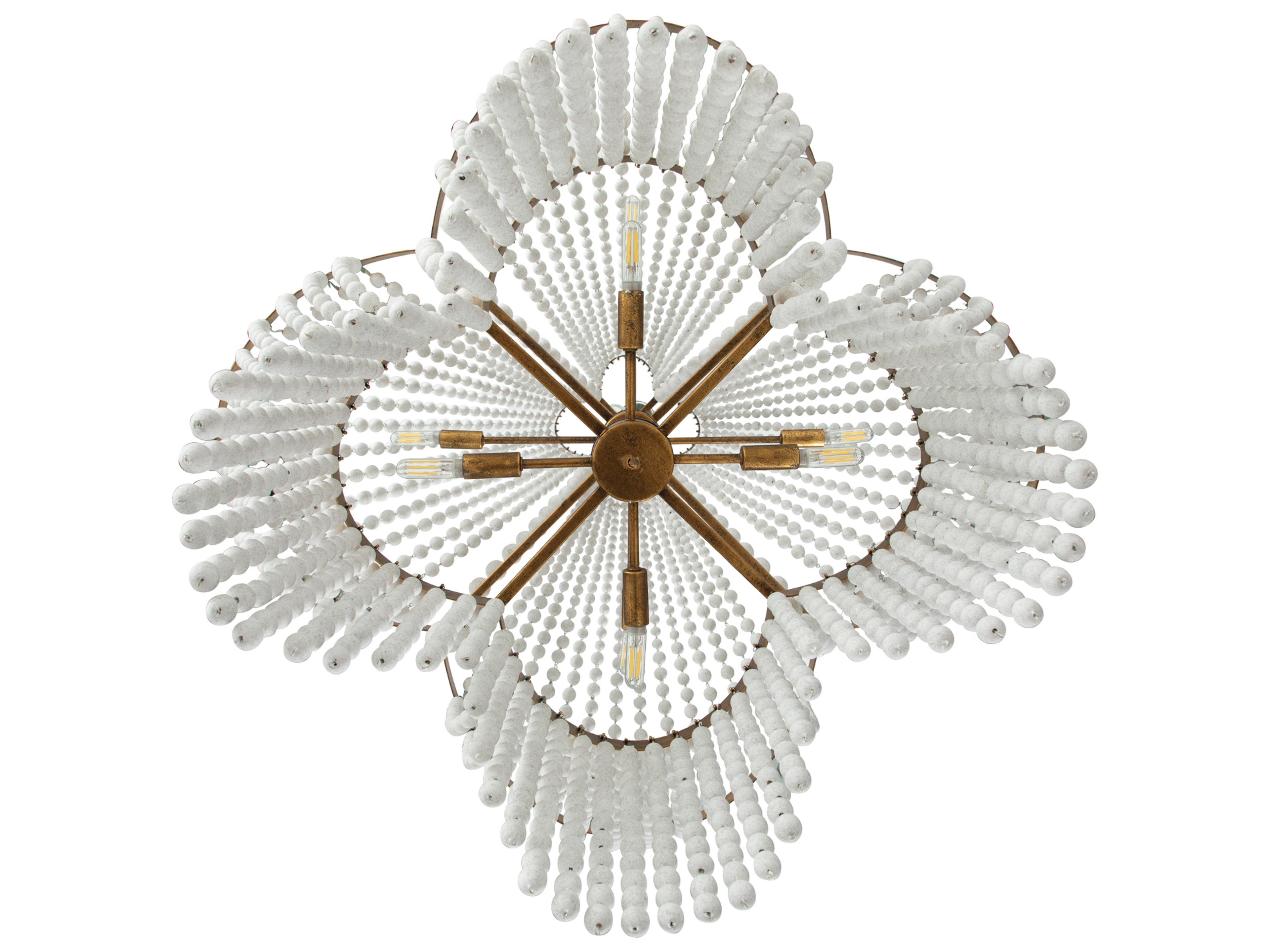 Gabby Annabelle 4-Light Antique White Gilded Gold Pendant