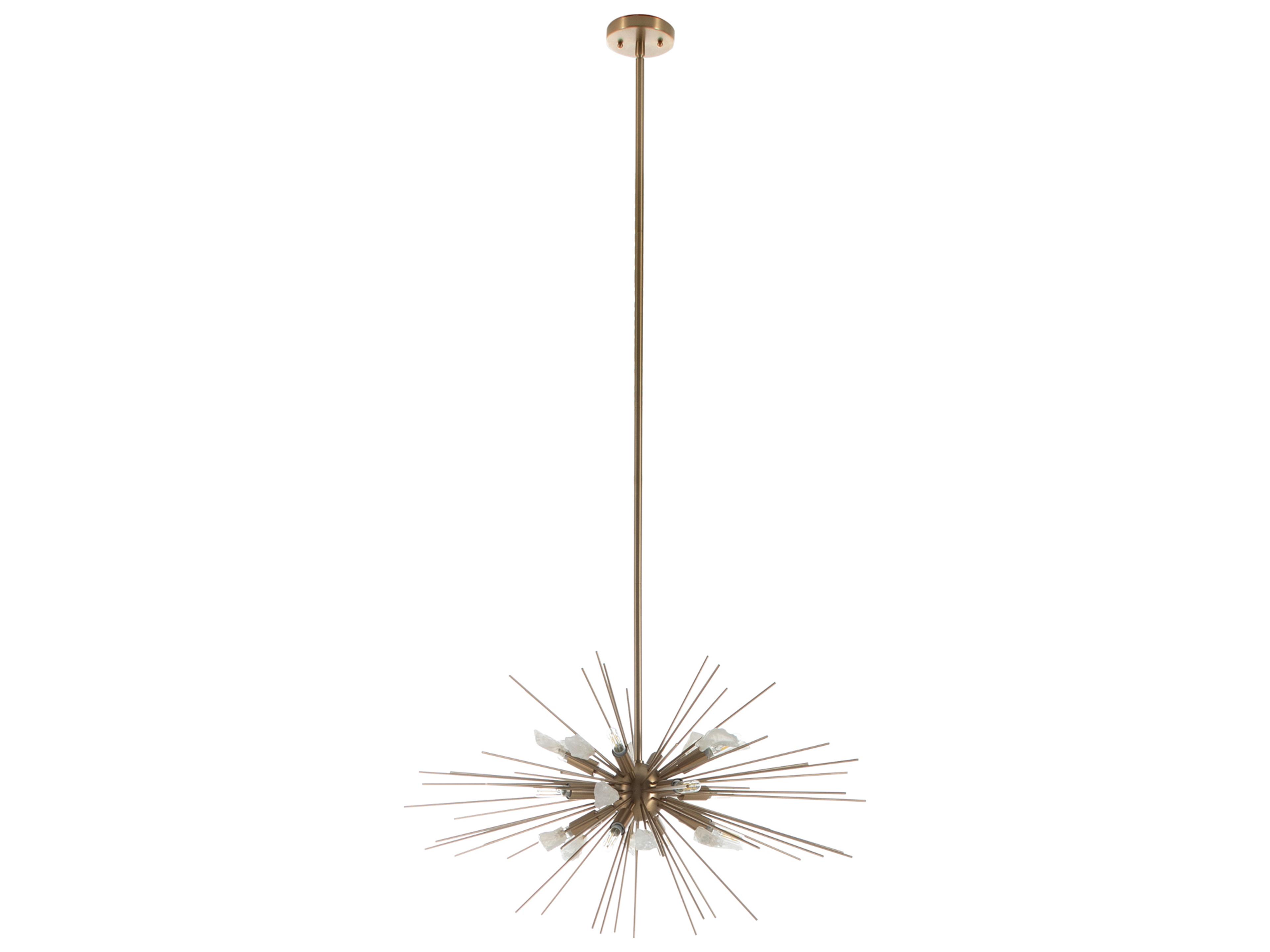 Gabby Nova 11-Light Brushed Brass Natural Crystal Sputnik Pendant
