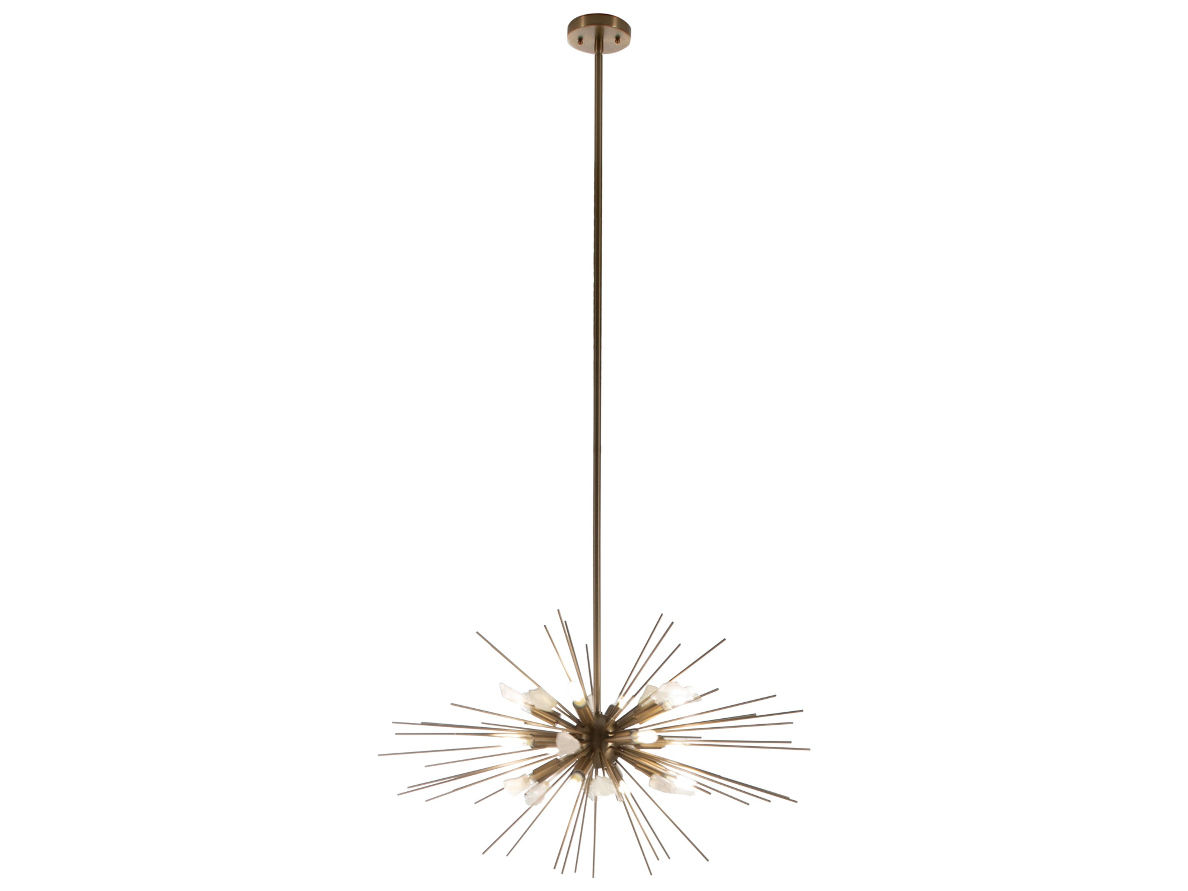 Gabby Nova 11-Light Brushed Brass Natural Crystal Sputnik Pendant