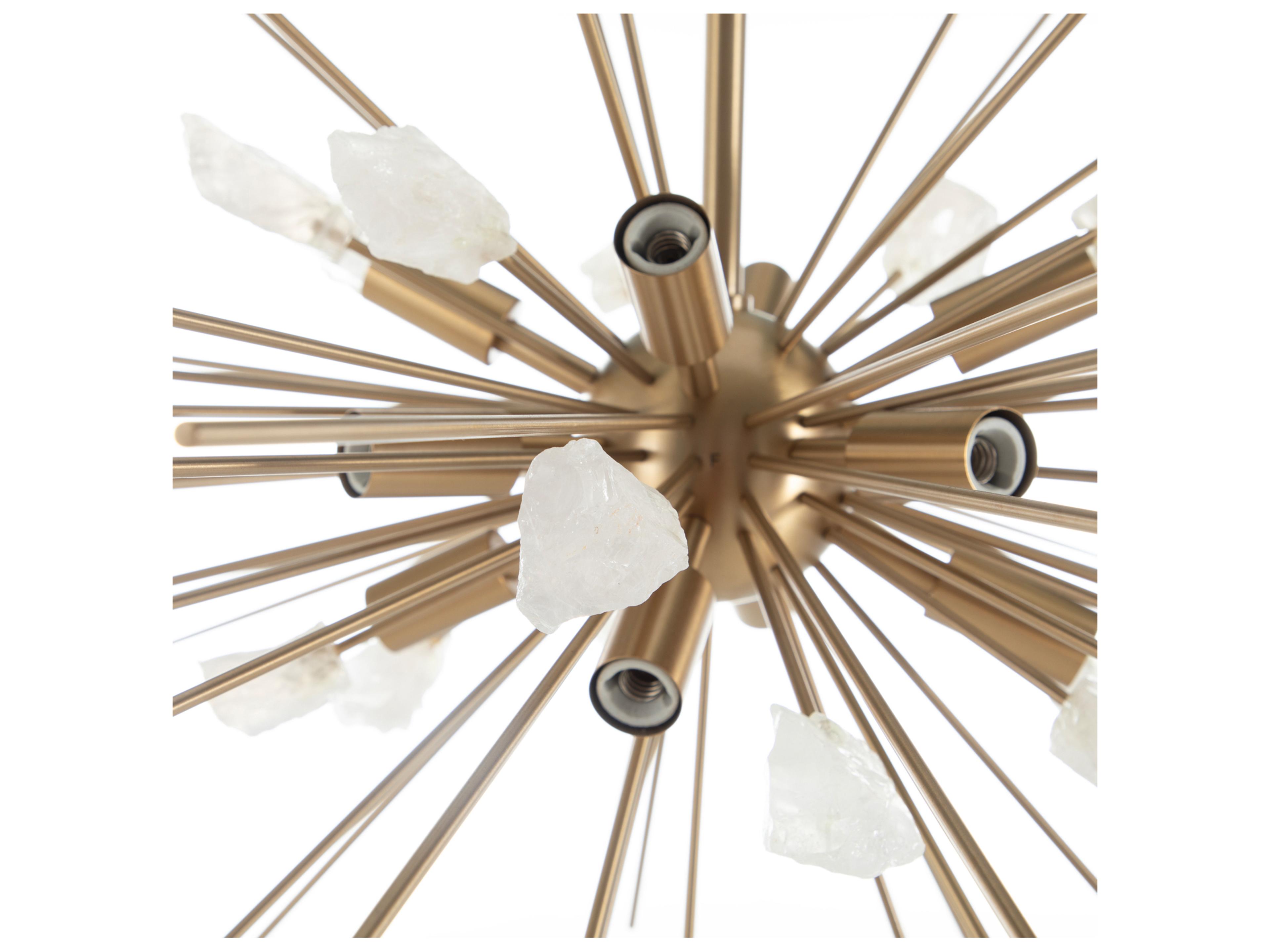 Gabby Nova 11-Light Brushed Brass Natural Crystal Sputnik Pendant