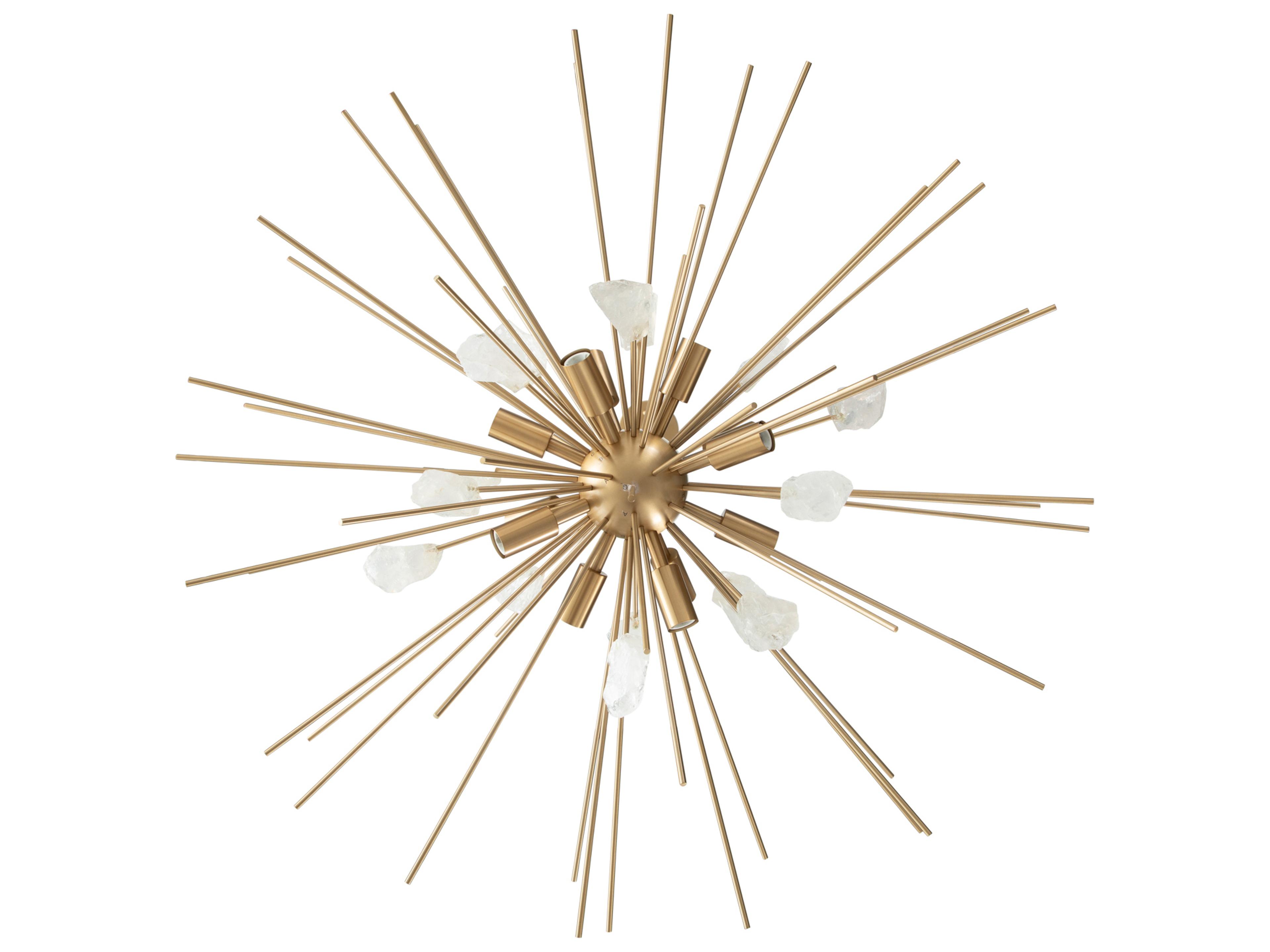 Gabby Nova 11-Light Brushed Brass Natural Crystal Sputnik Pendant
