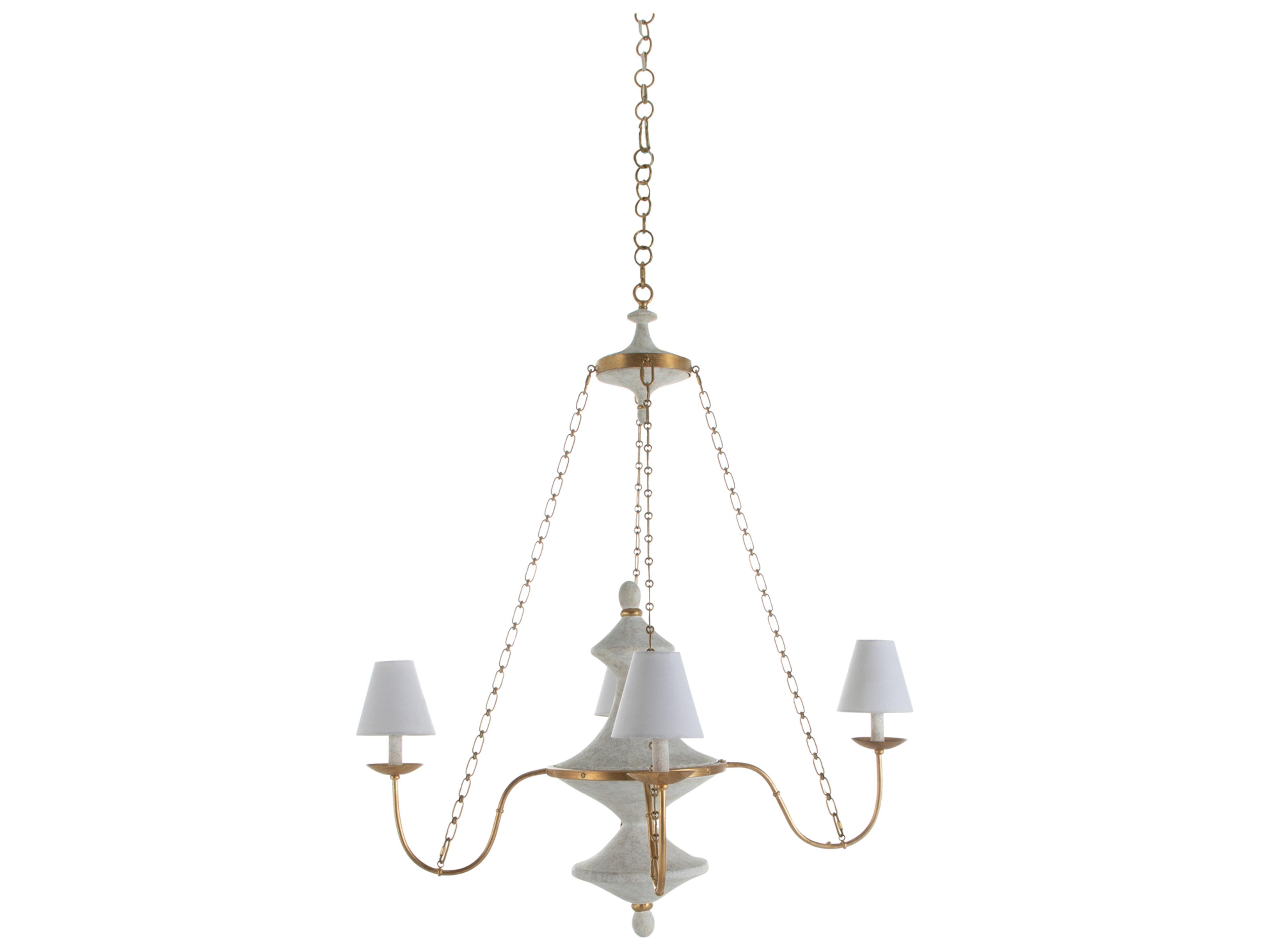 Pascal 4-Light Textured White Vintage Gold Traditional Candelabra Chandelier
