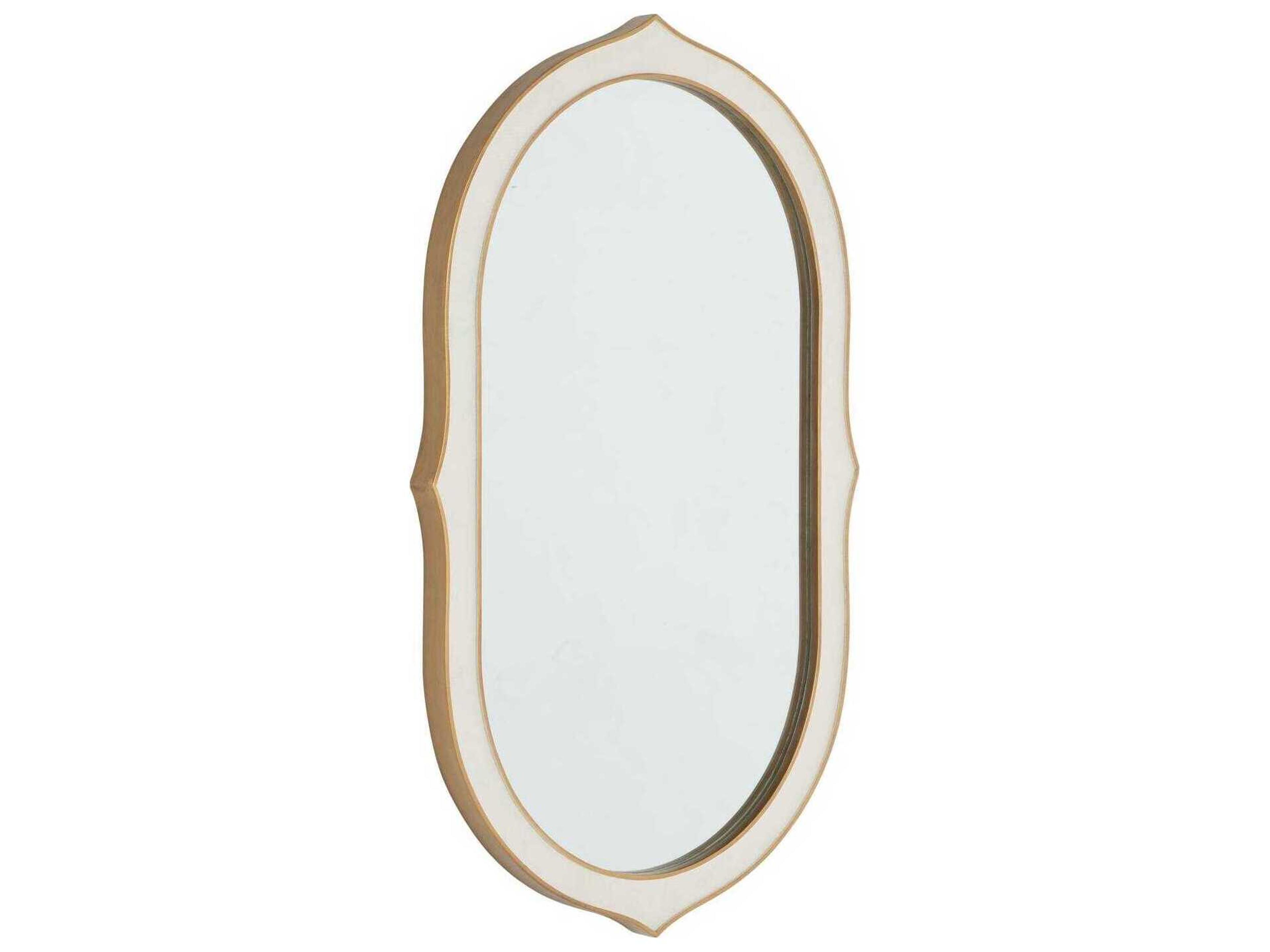 Allie Gilded Gold White Shagreen Wall Mirror Oval