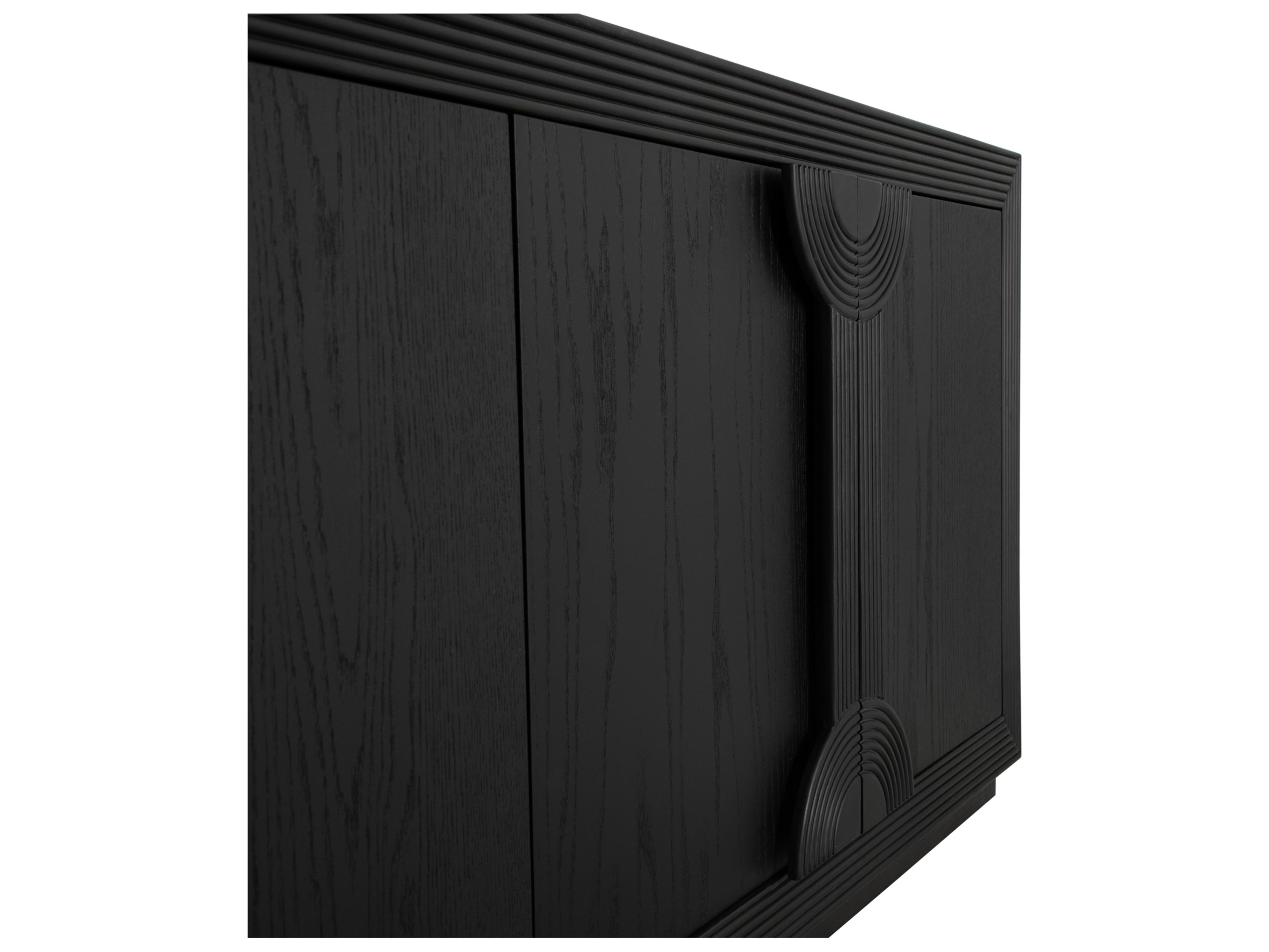 Gabby Areo 86" Oak Wood Brushed Black Sideboard