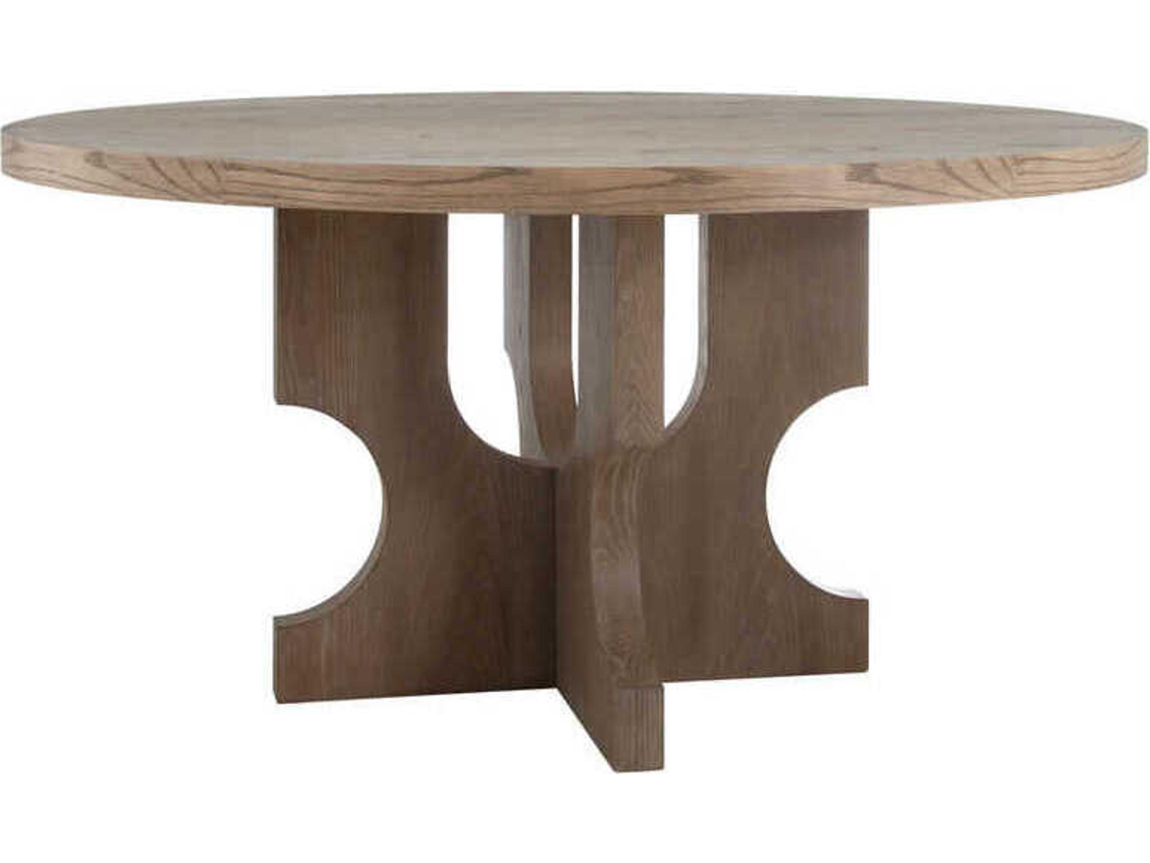 Sylvie Round Wood Cerused Natural Dining Table