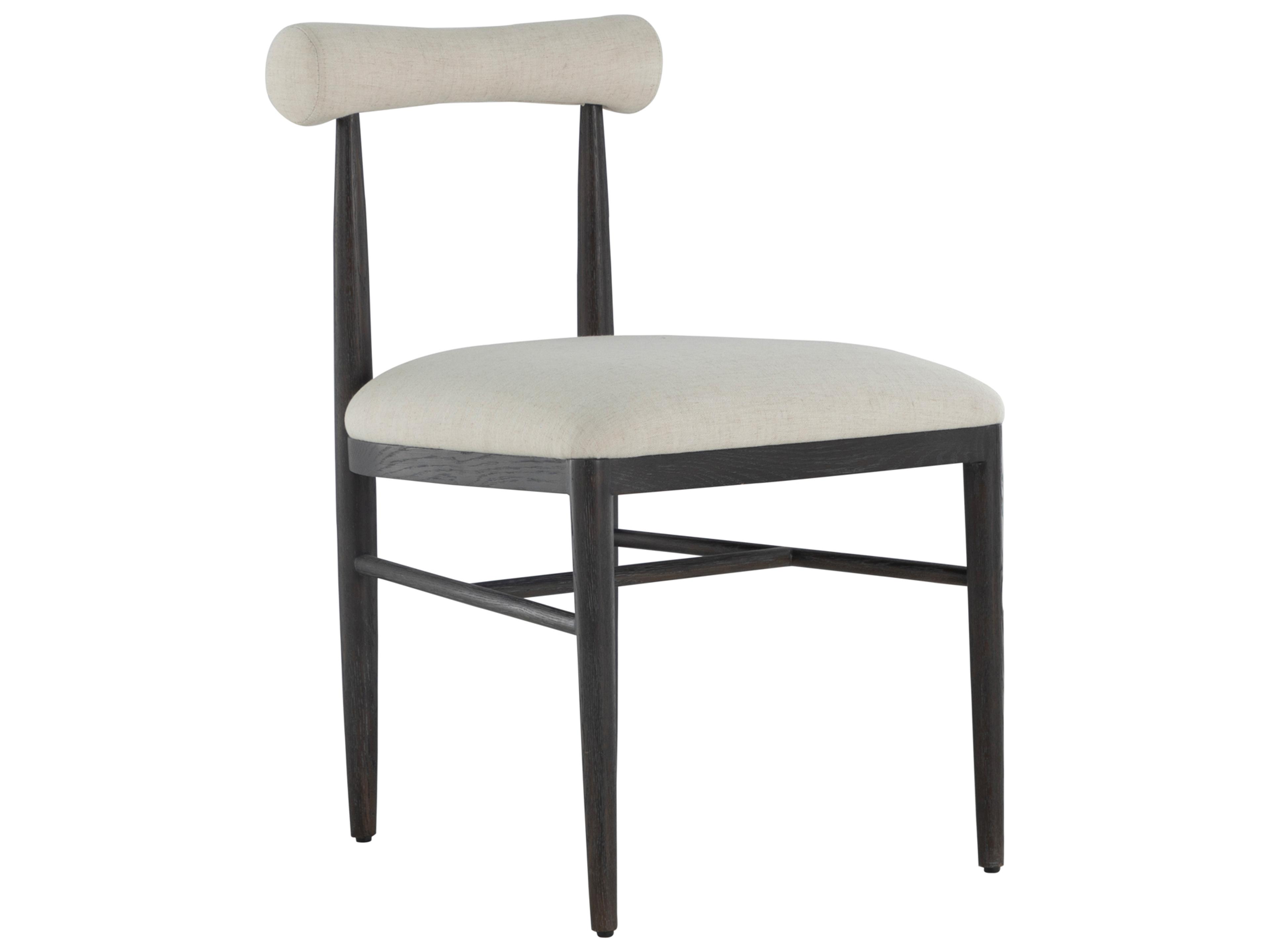 Vira Oak Wood White Upholstered Armless Dining Chair