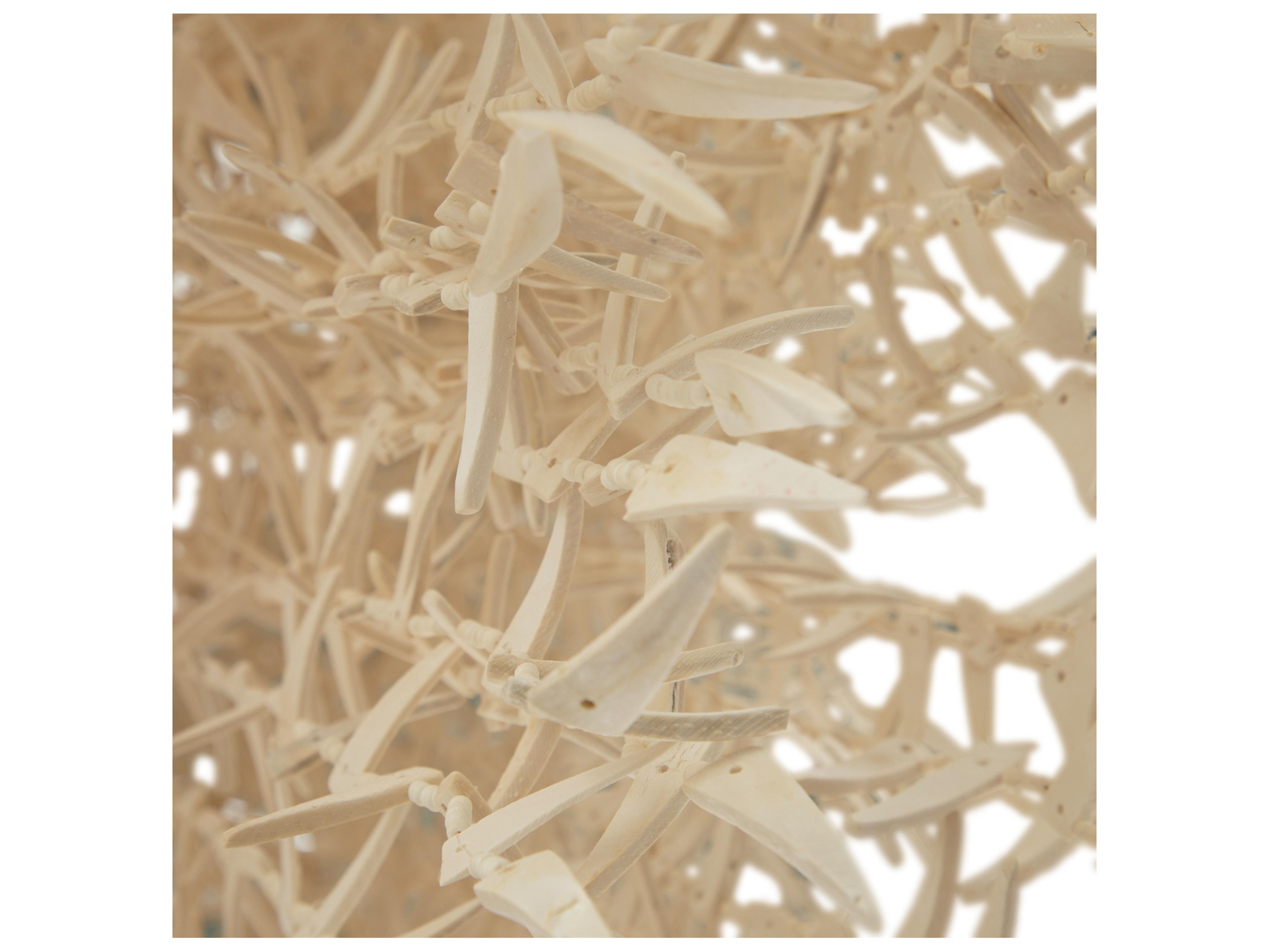 Gabby Victoria 7-Light Winter White Natural Ivory Brown Drum Tiered Pendant