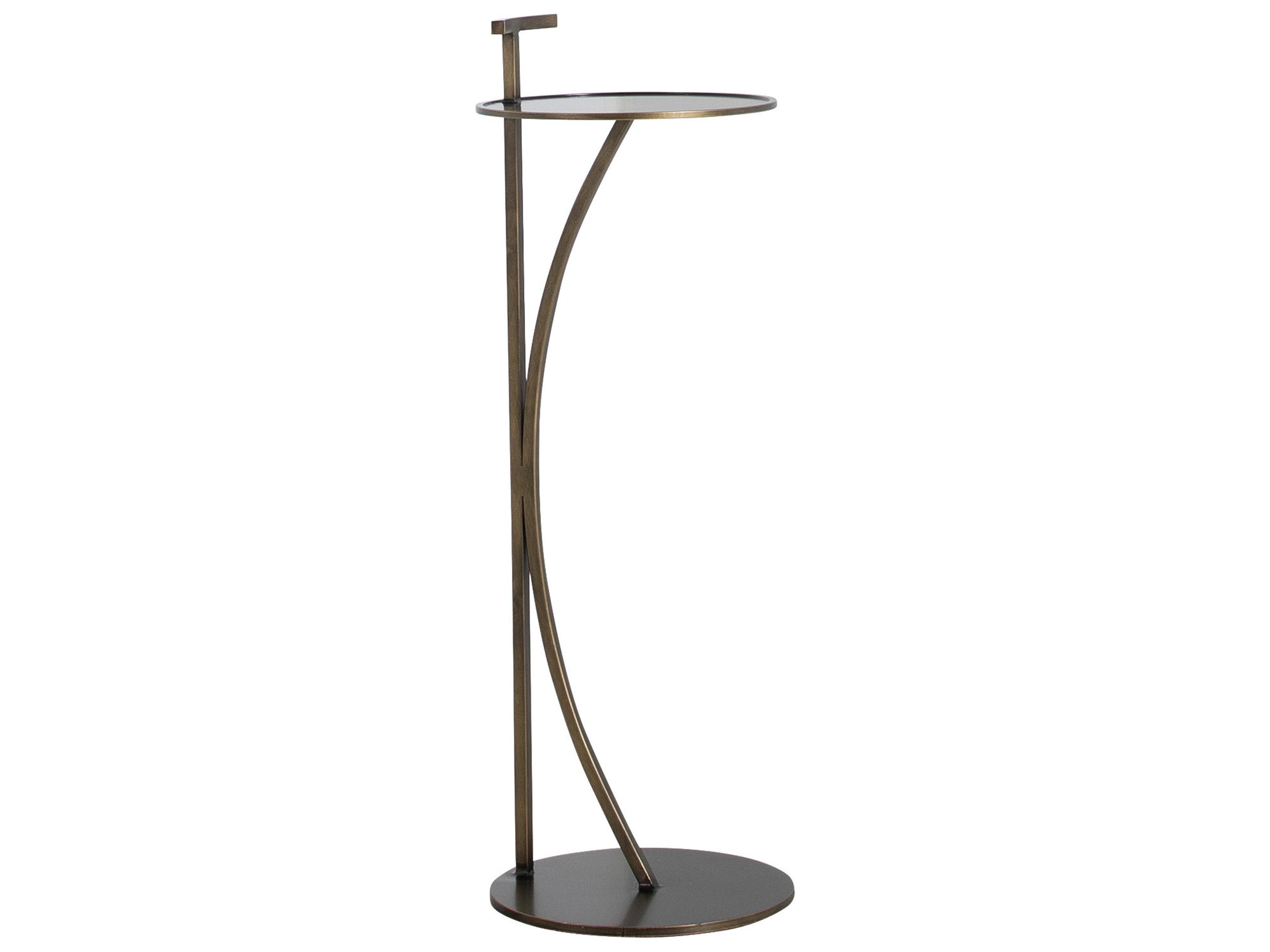Amari Round Metal Brushed Brass Brown End Table