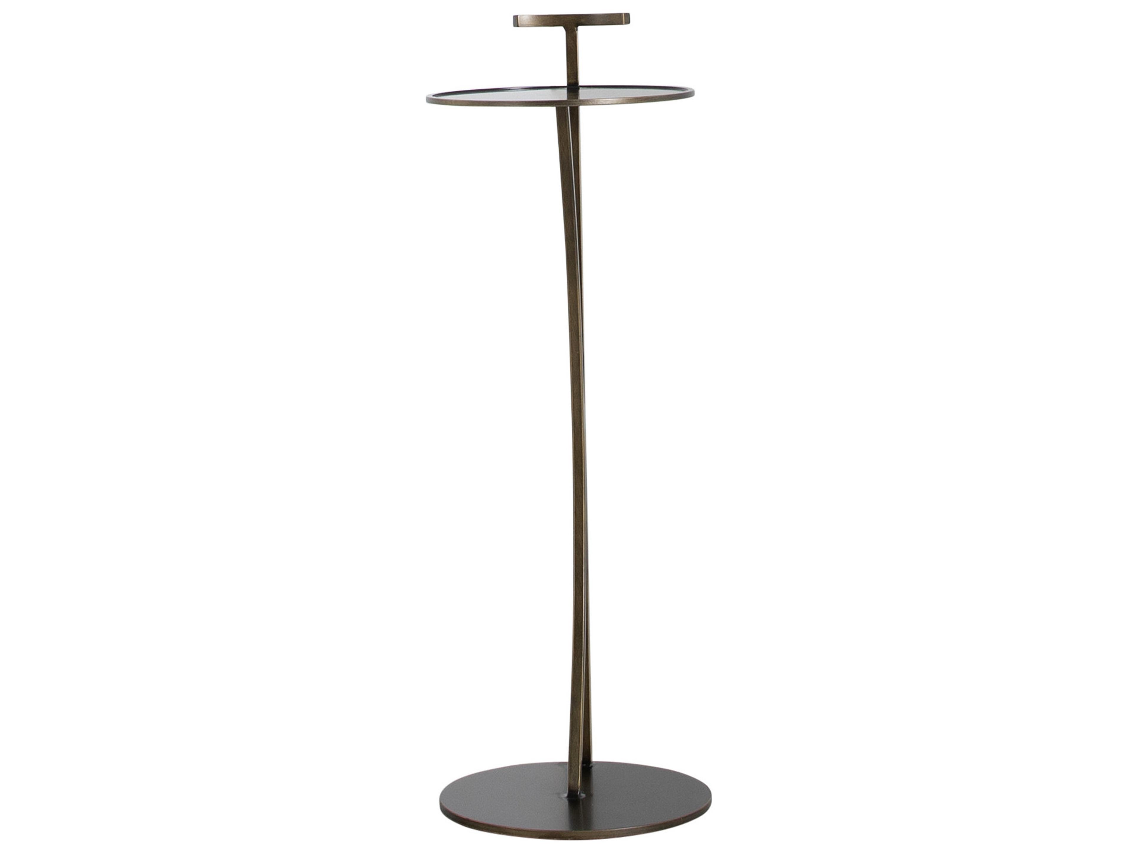 Gabby Amari Round Metal Brushed Brass Brown End Table