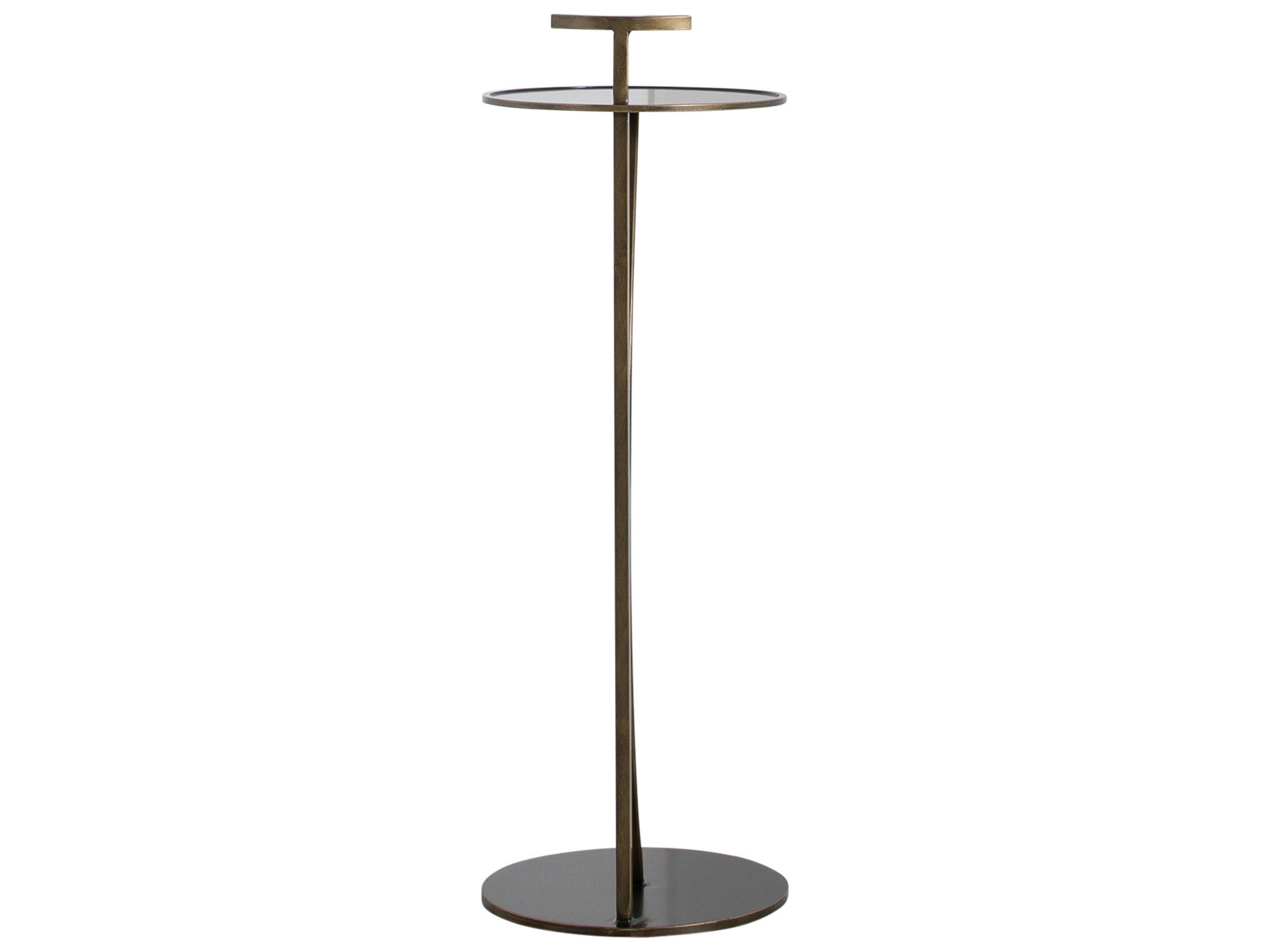 Gabby Amari Round Metal Brushed Brass Brown End Table