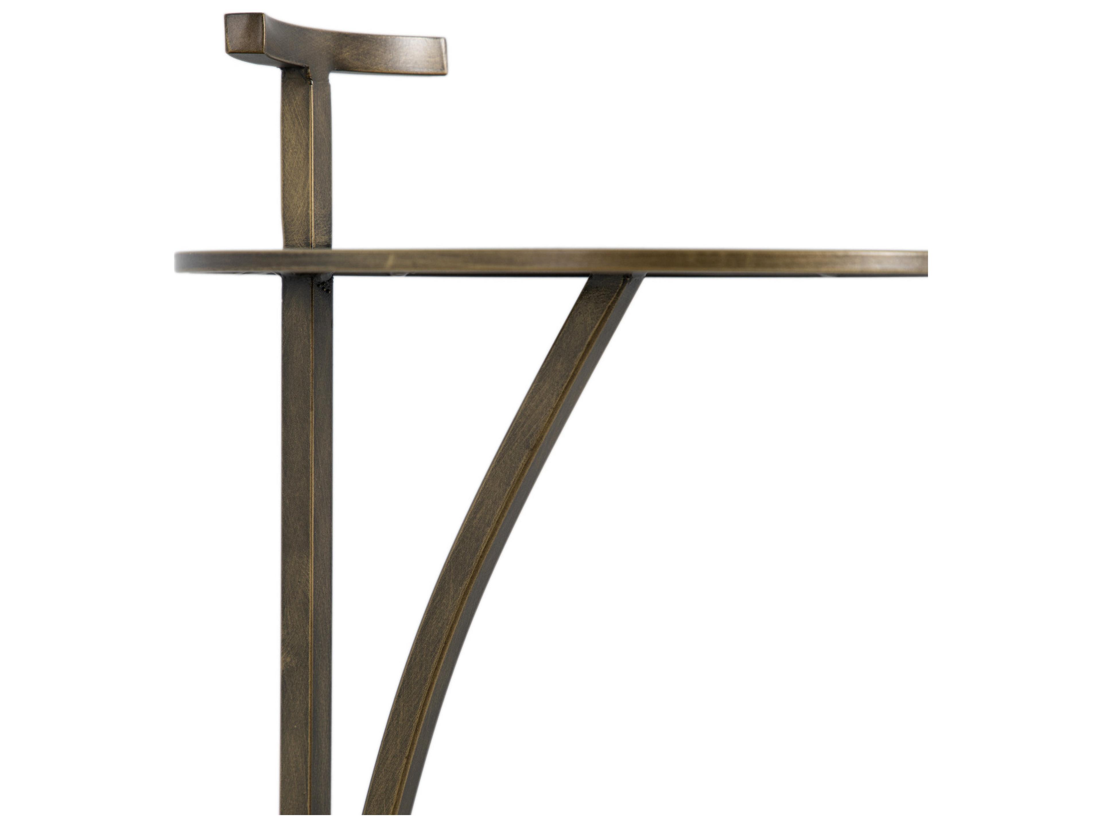 Gabby Amari Round Metal Brushed Brass Brown End Table