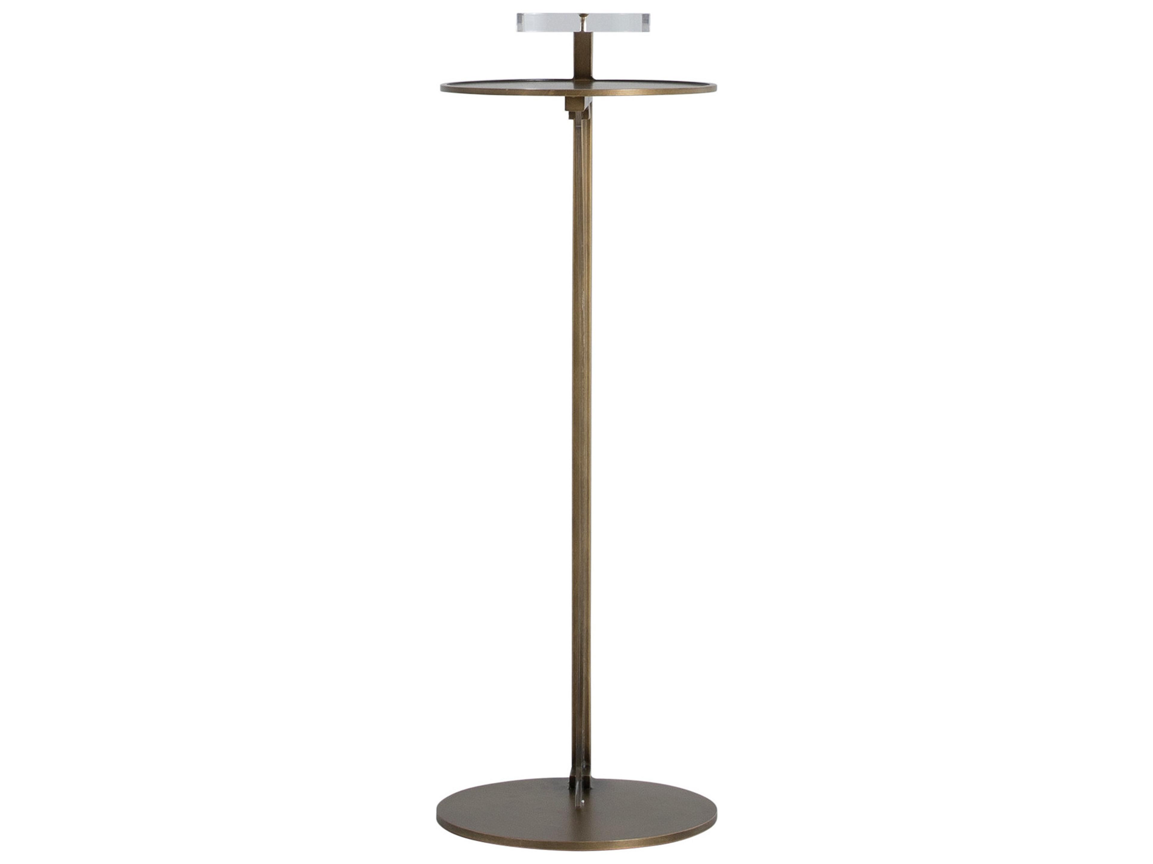 Gabby Ava Round Acrylic Brushed Brass Brown End Table