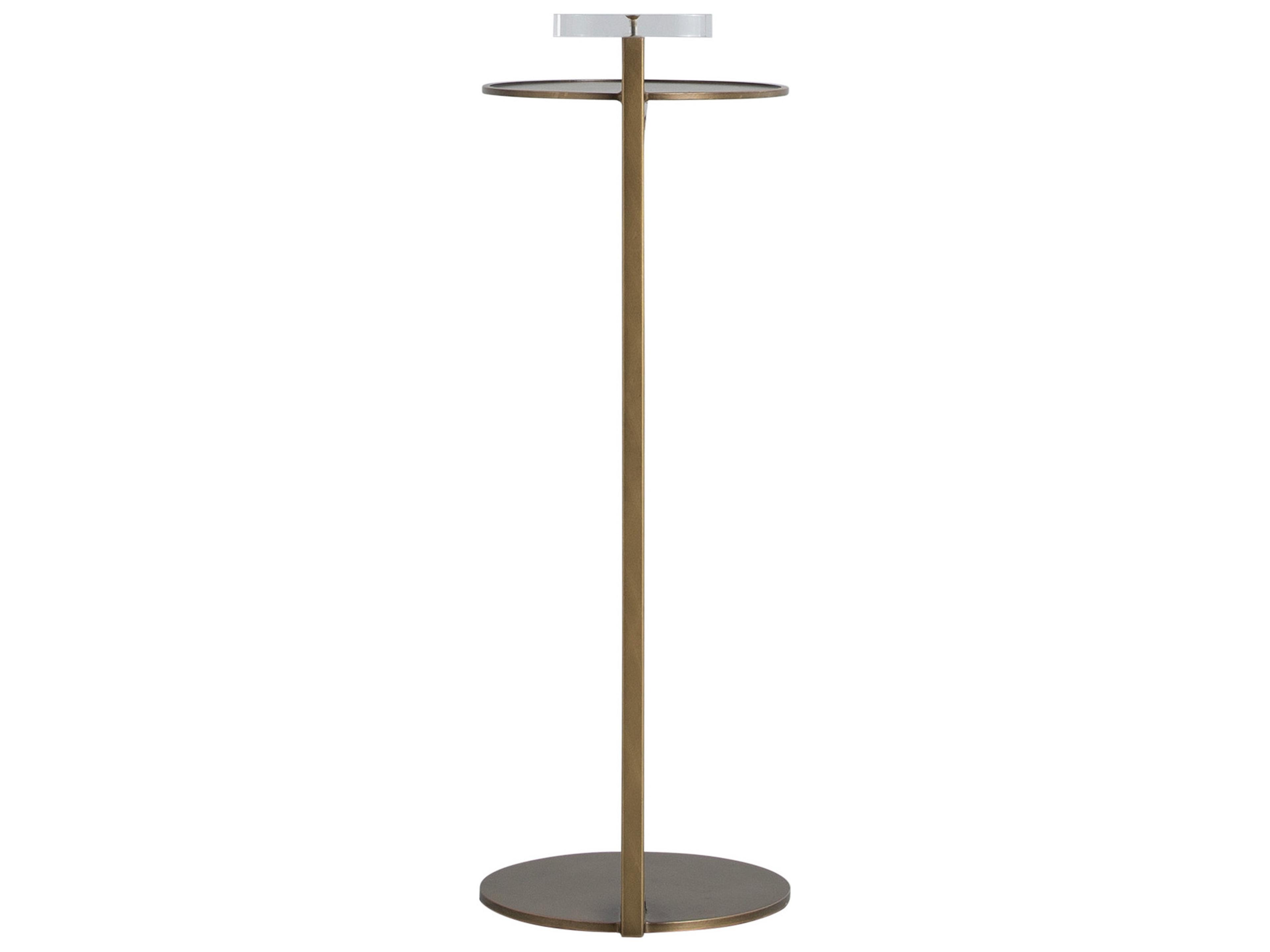 Gabby Ava Round Acrylic Brushed Brass Brown End Table