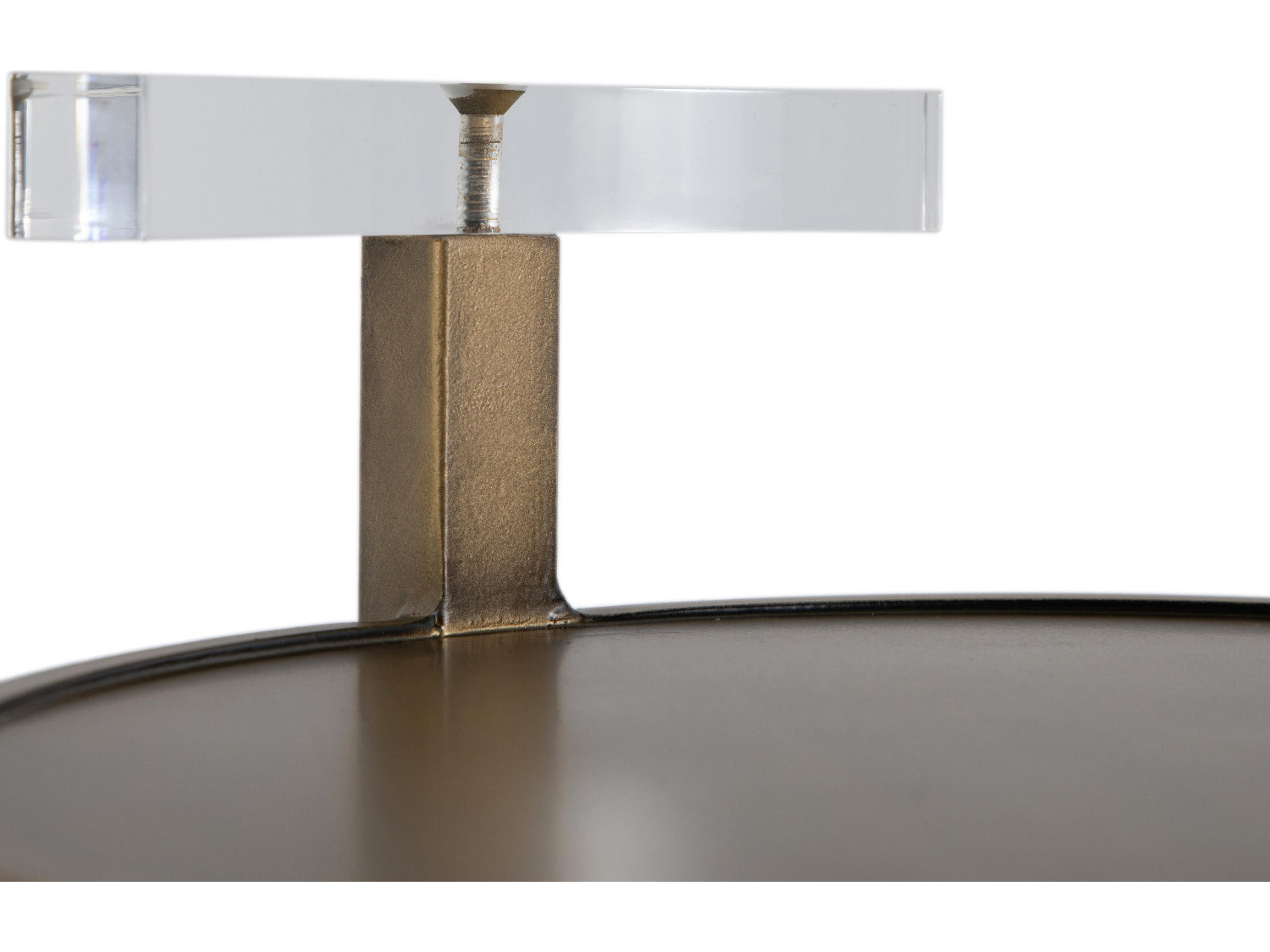 Gabby Ava Round Acrylic Brushed Brass Brown End Table