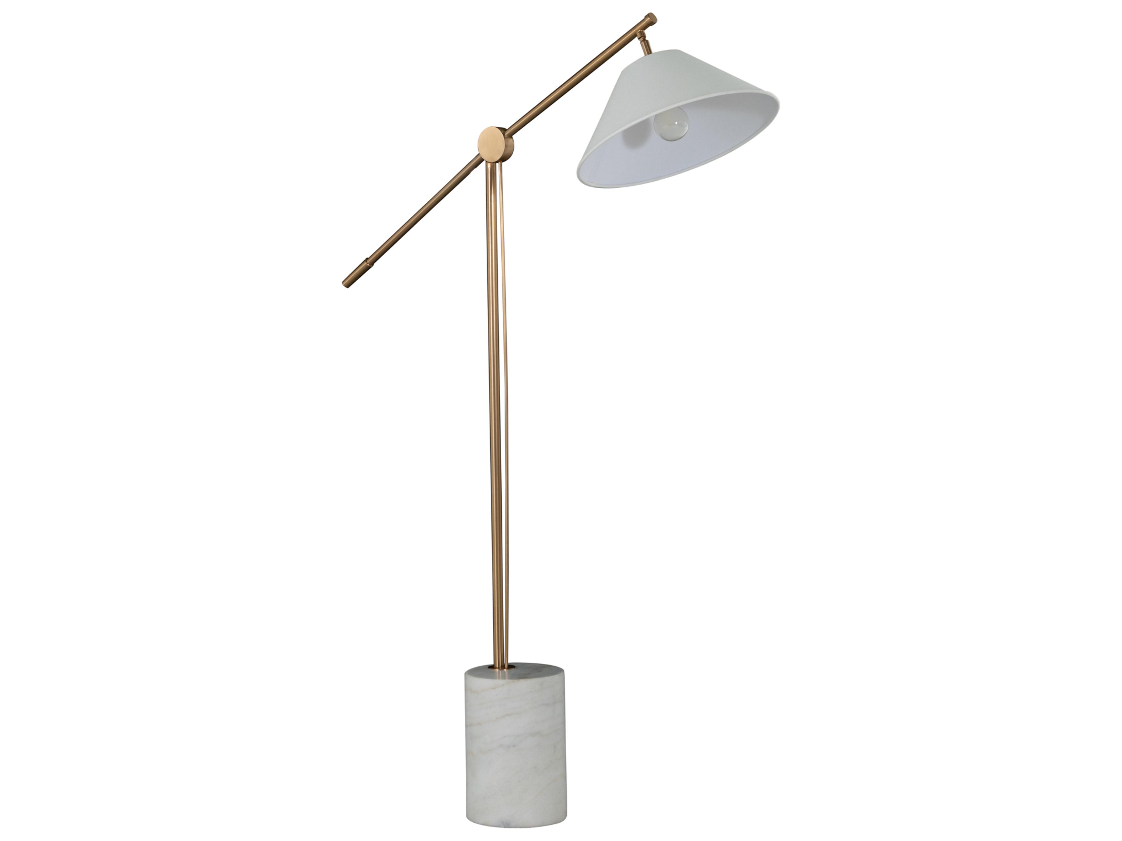 Estelle Brass White Linen & Ivory Floor Lamp