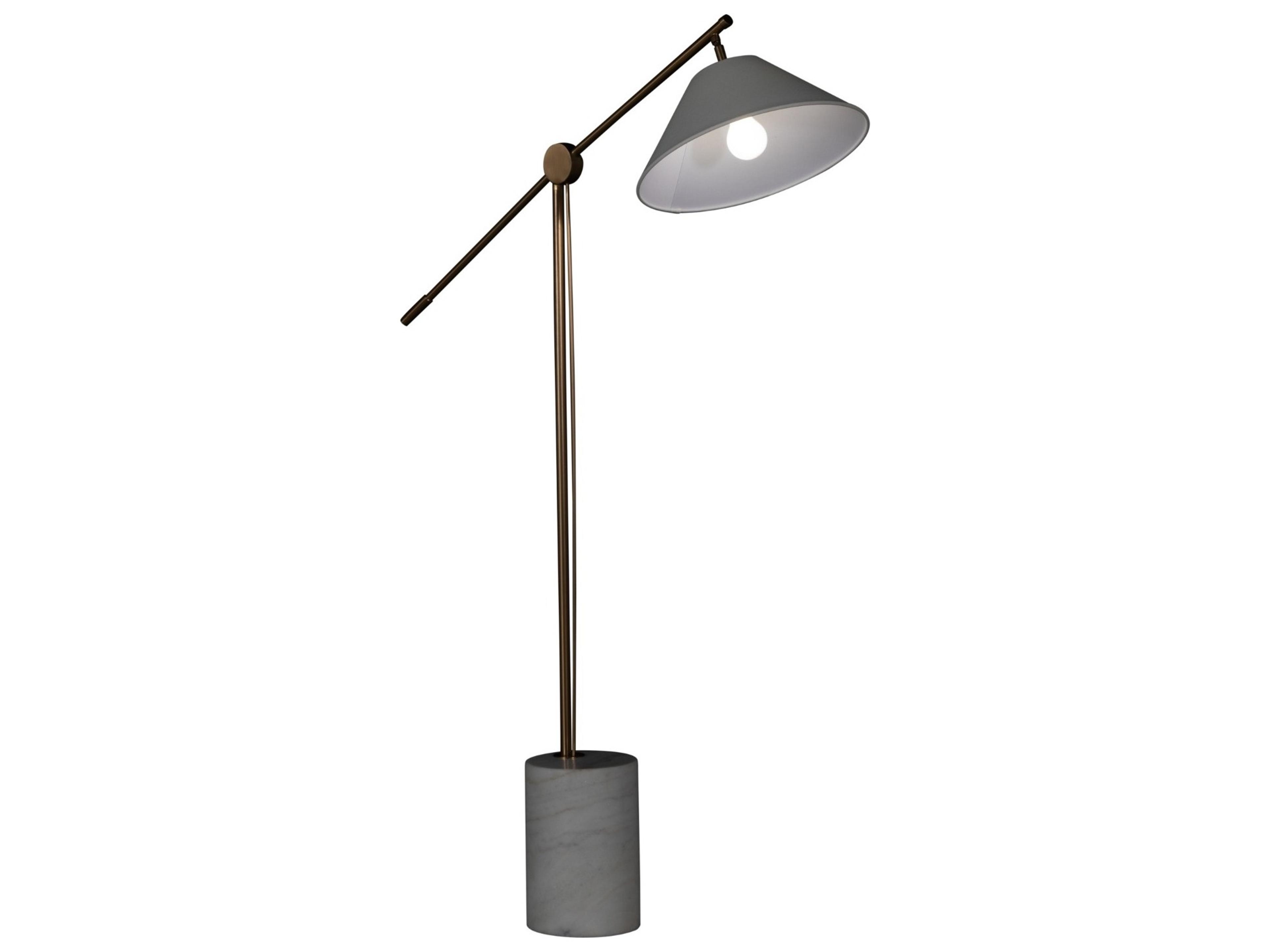 Gabby Estelle Brass White Linen & Ivory Floor Lamp