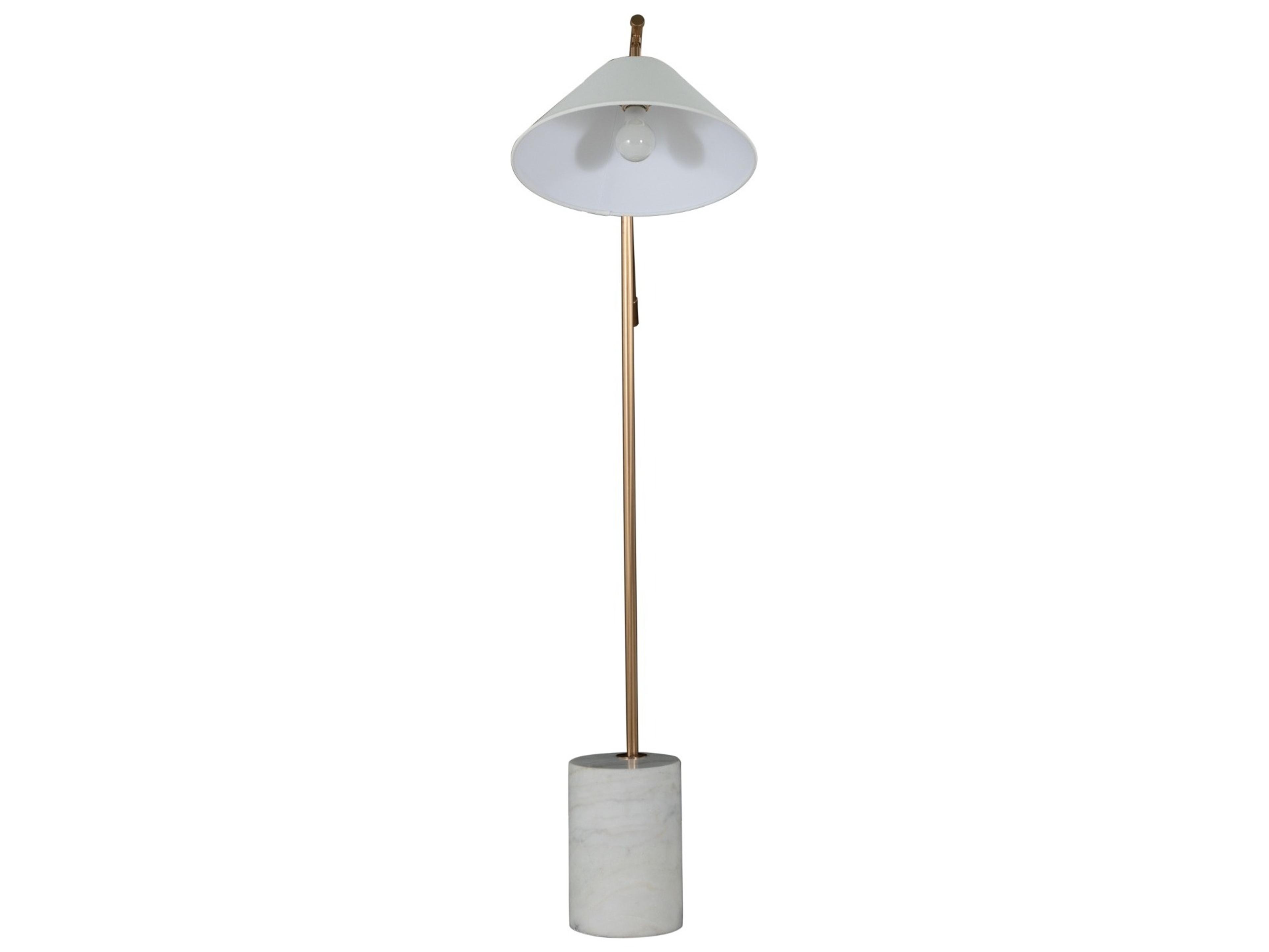Gabby Estelle Brass White Linen & Ivory Floor Lamp