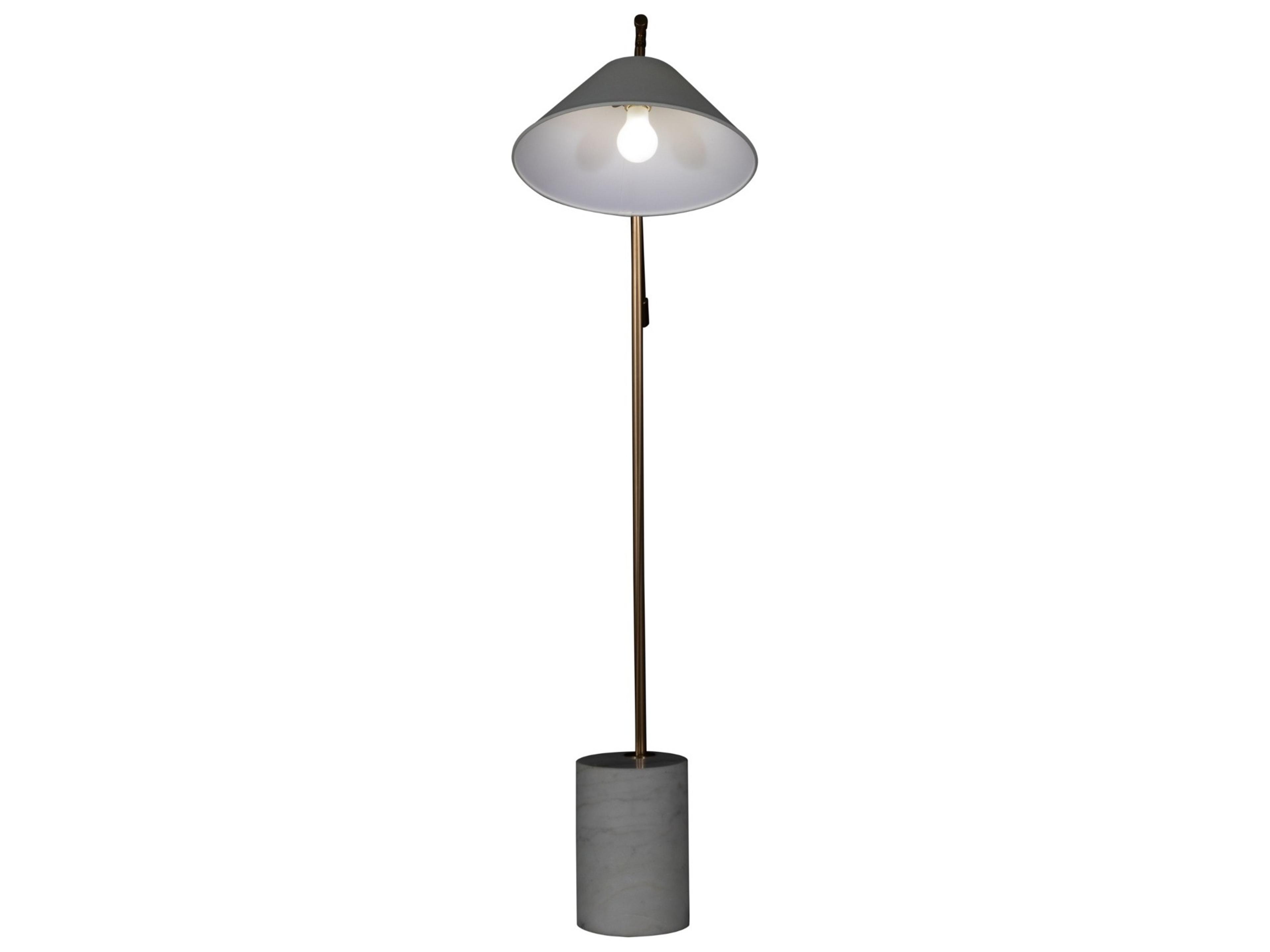 Gabby Estelle Brass White Linen & Ivory Floor Lamp