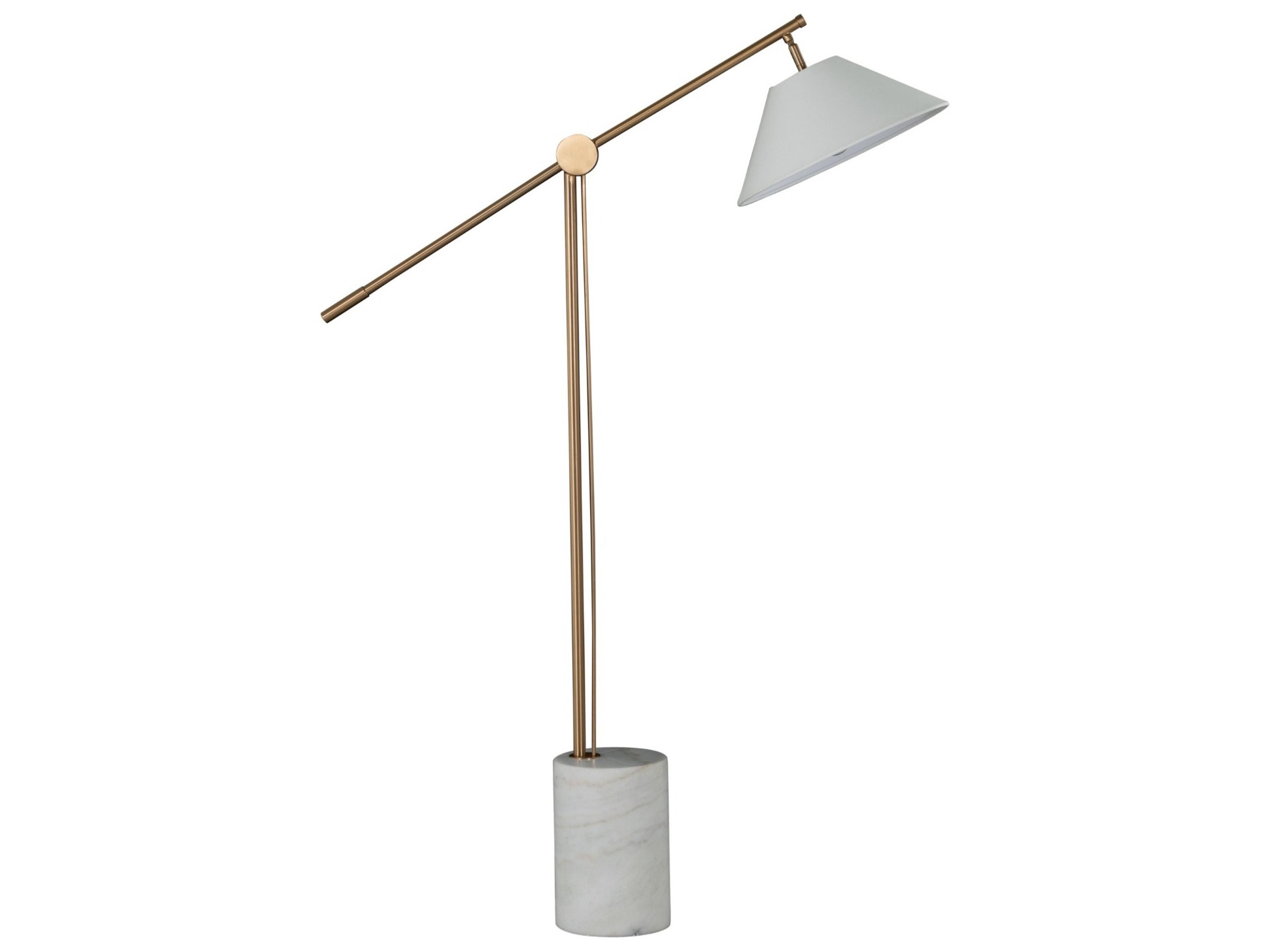 Gabby Estelle Brass White Linen & Ivory Floor Lamp