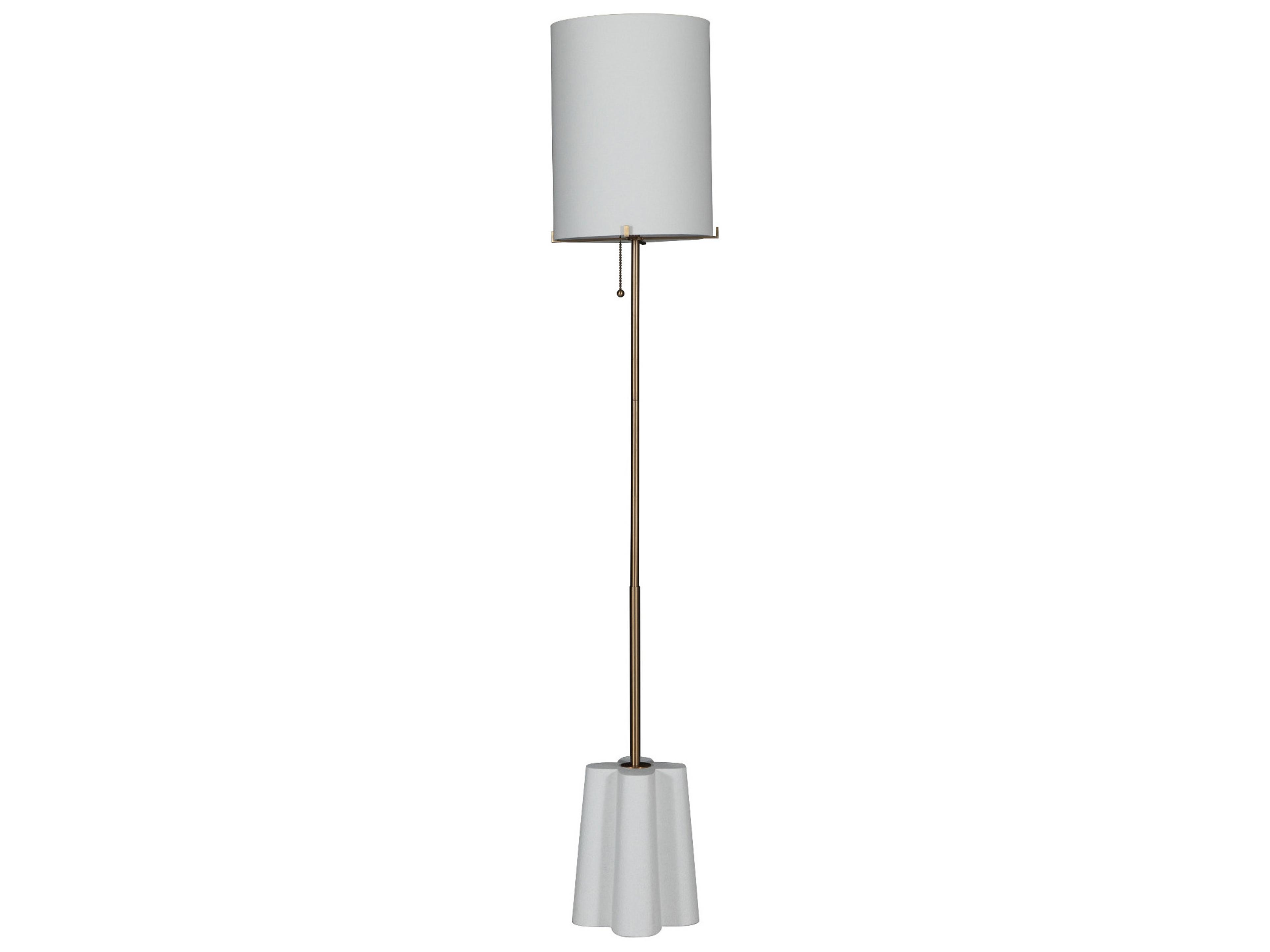 Florence Brushed Brass White Linen Ivory Floor Lamp