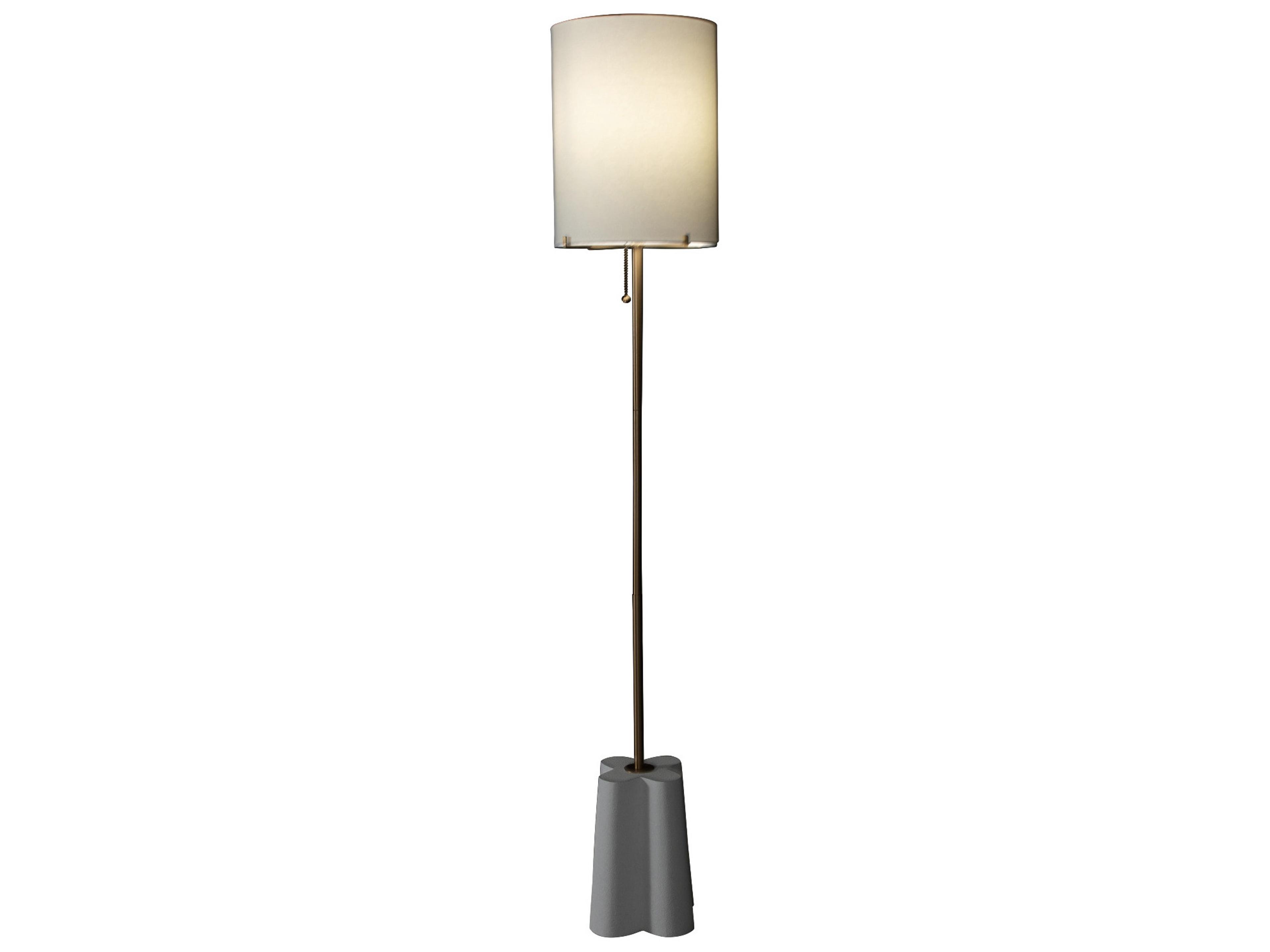 Gabby Florence Brushed Brass White Linen Ivory Floor Lamp