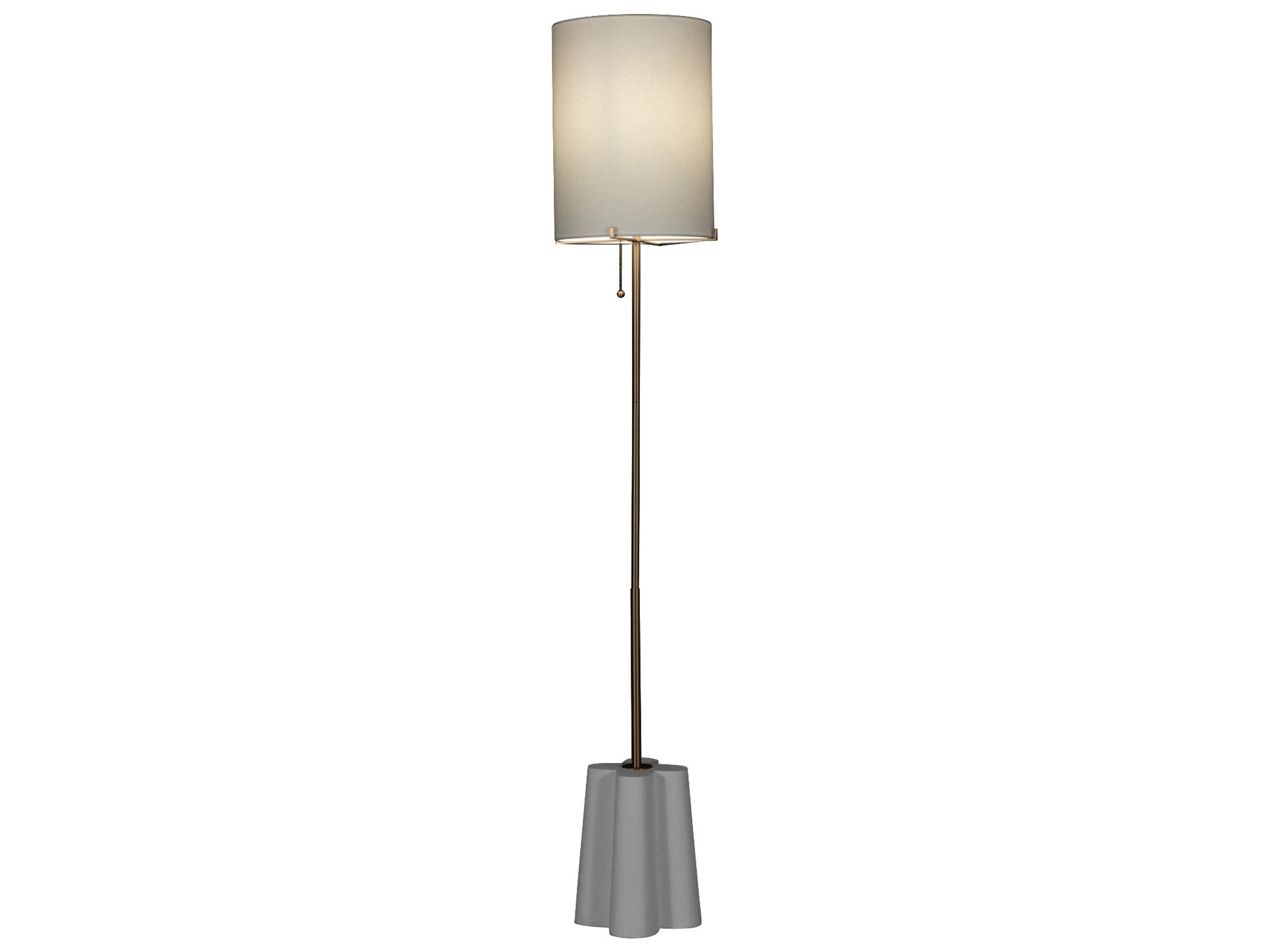 Gabby Florence Brushed Brass White Linen Ivory Floor Lamp