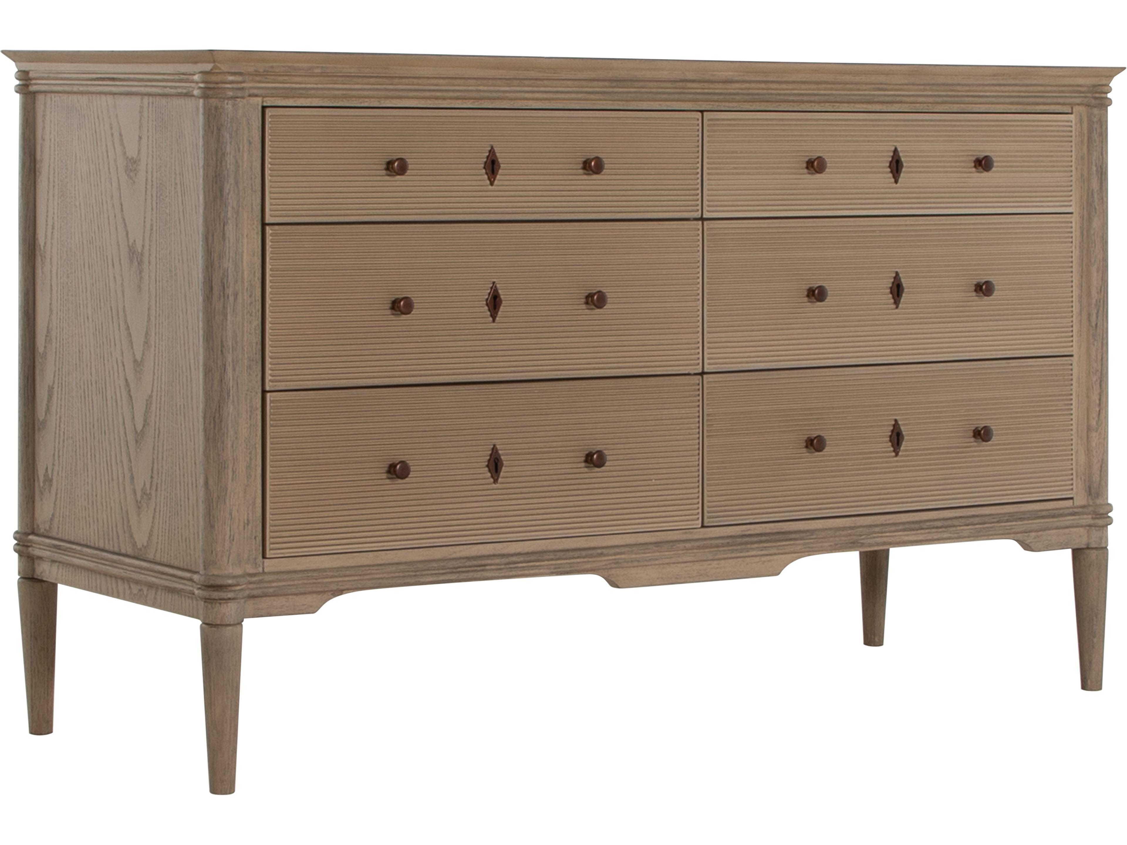 Linnea 6-Drawers Brown Mindi Wood Double Dresser