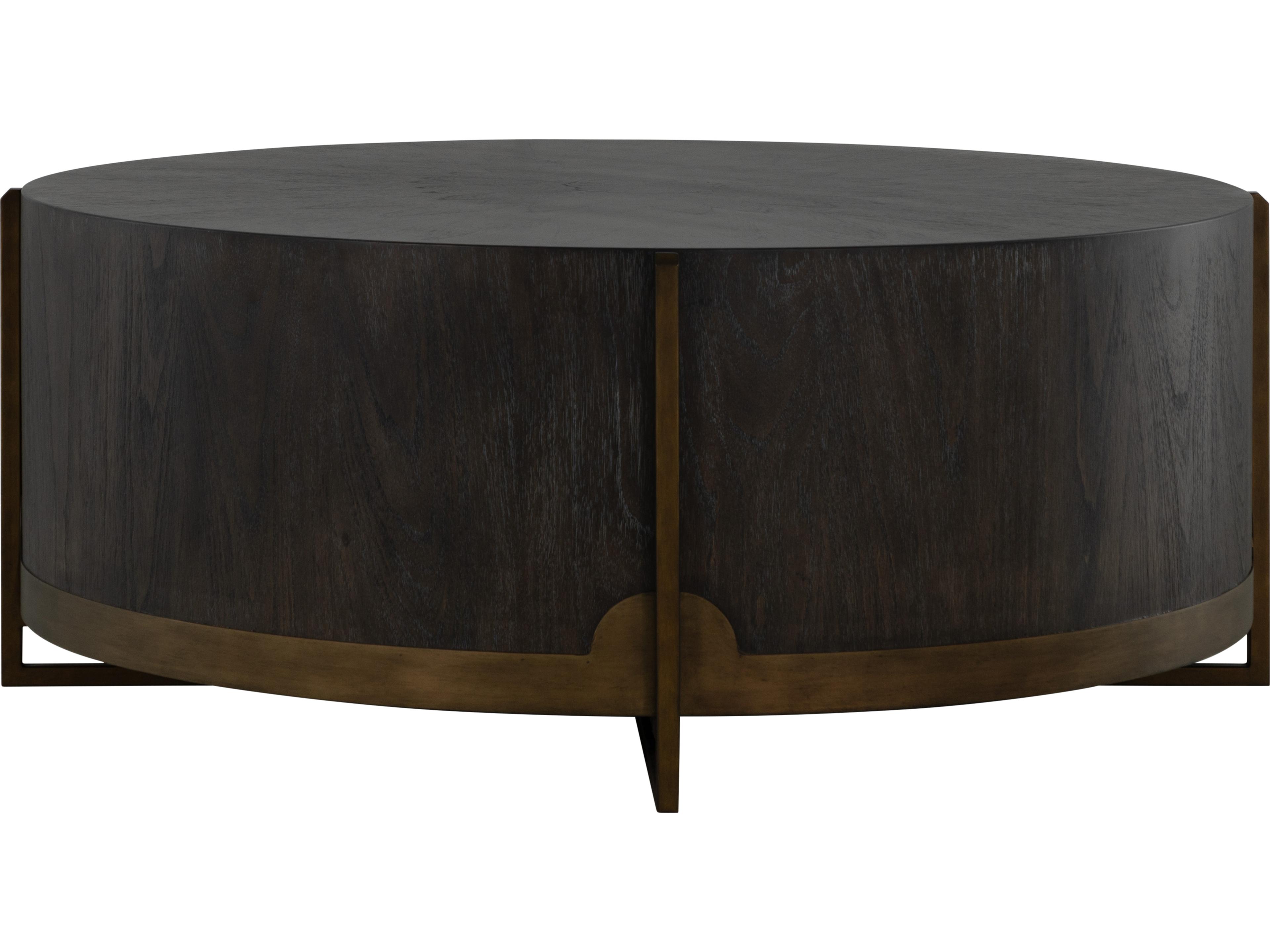 Clifton Round Wood Brown Yellow Coffee Table