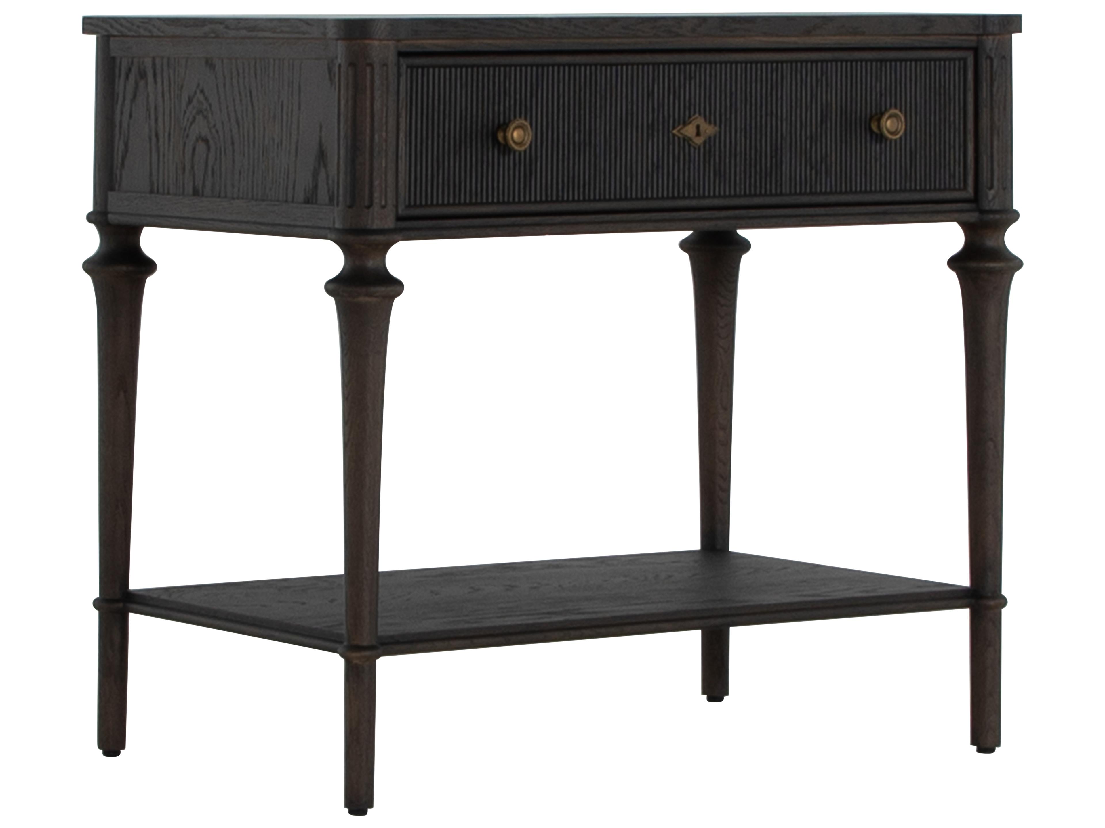 Andrea 1-Drawer Brown Oak Wood Nightstand