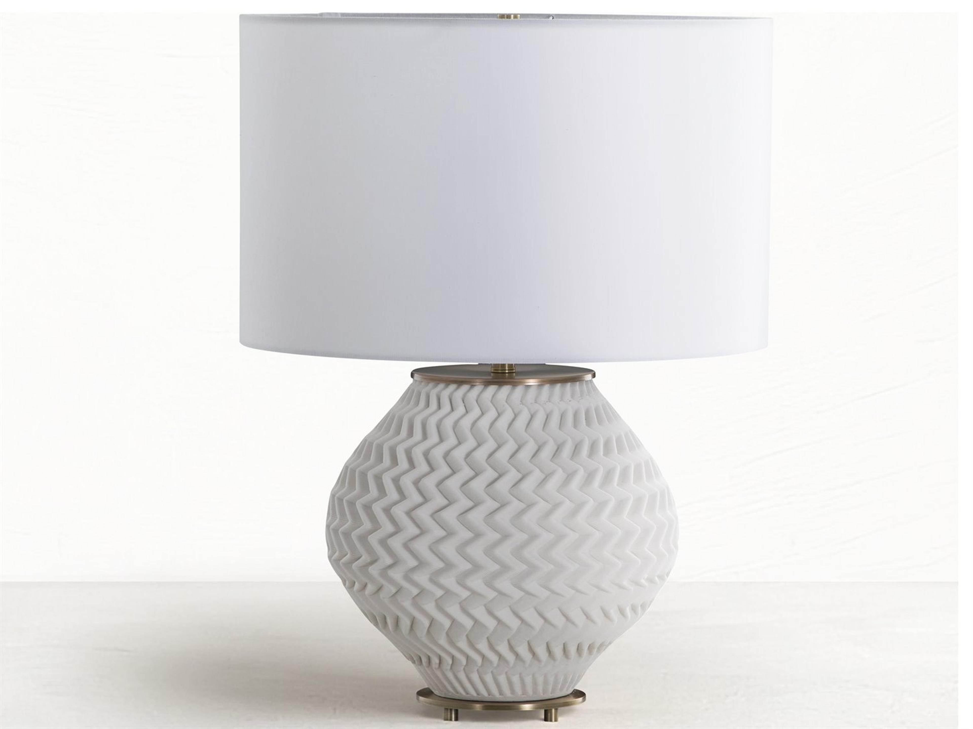 Sylvan White Ceramic Rich Brass Linen Table Lamp